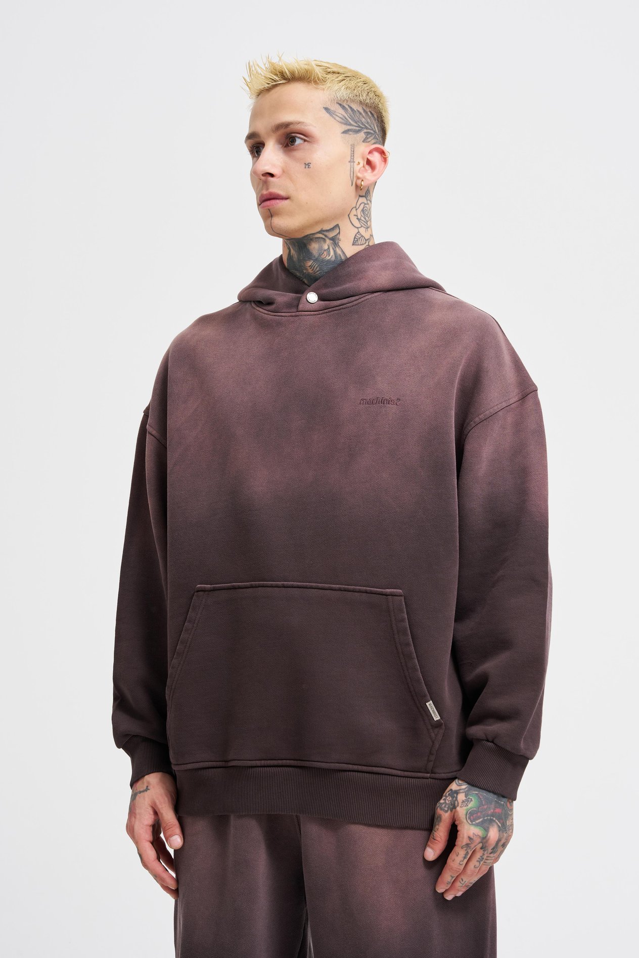 Erkek Gradient Yıkamalı Hoodie COFFEE