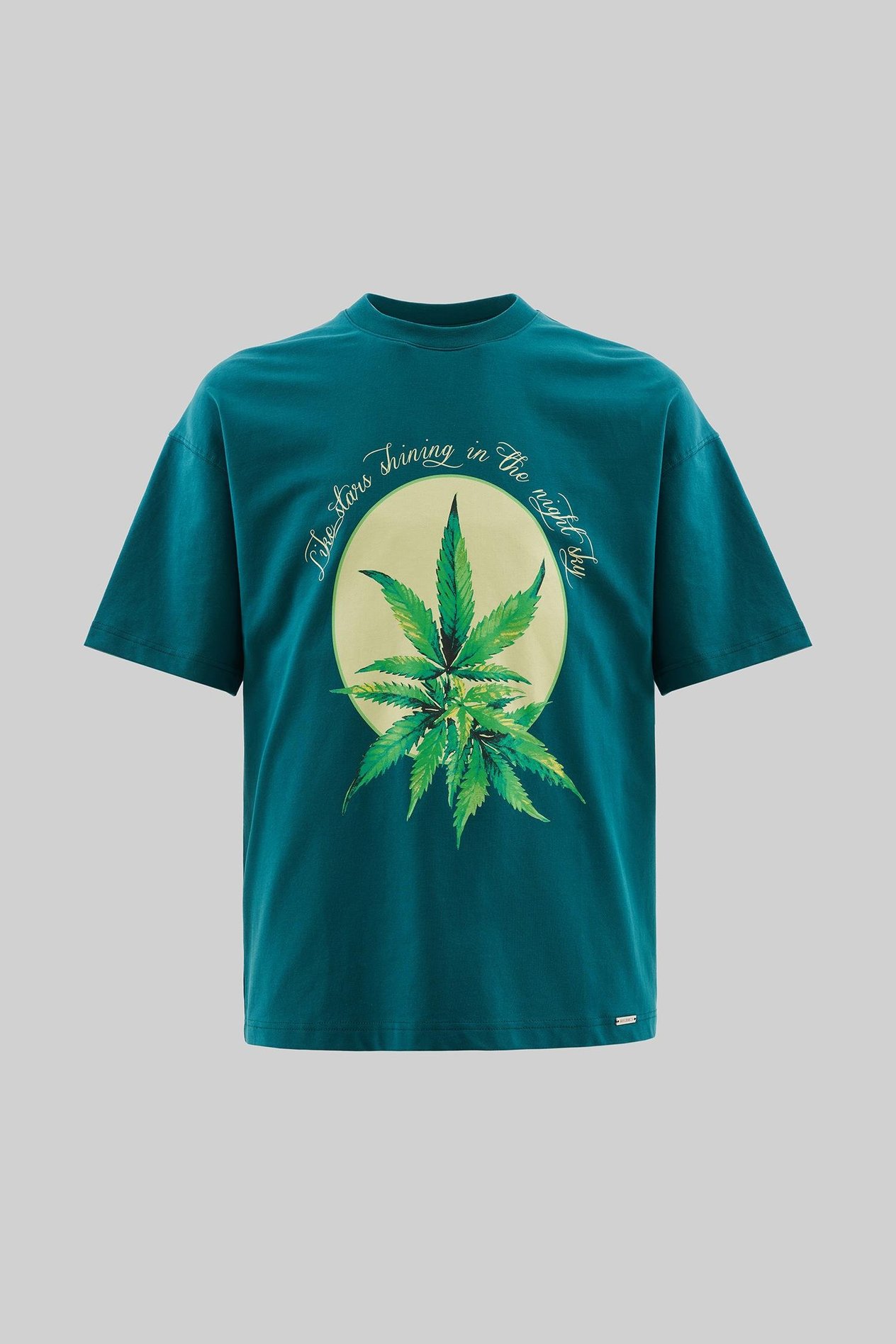 Erkek Herb Printed Baskılı Oversize Petrol Yeşili Tişört