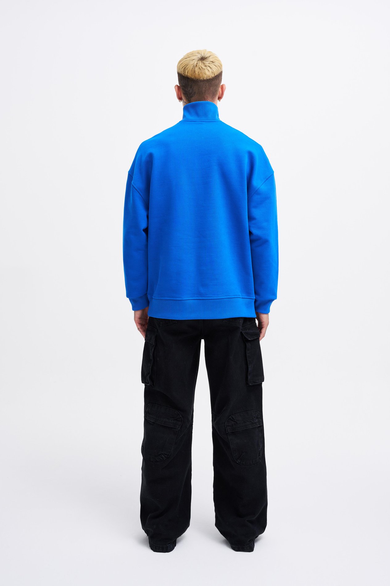 Erkek High Neck Printed Sweatshirt SOFT BLUE