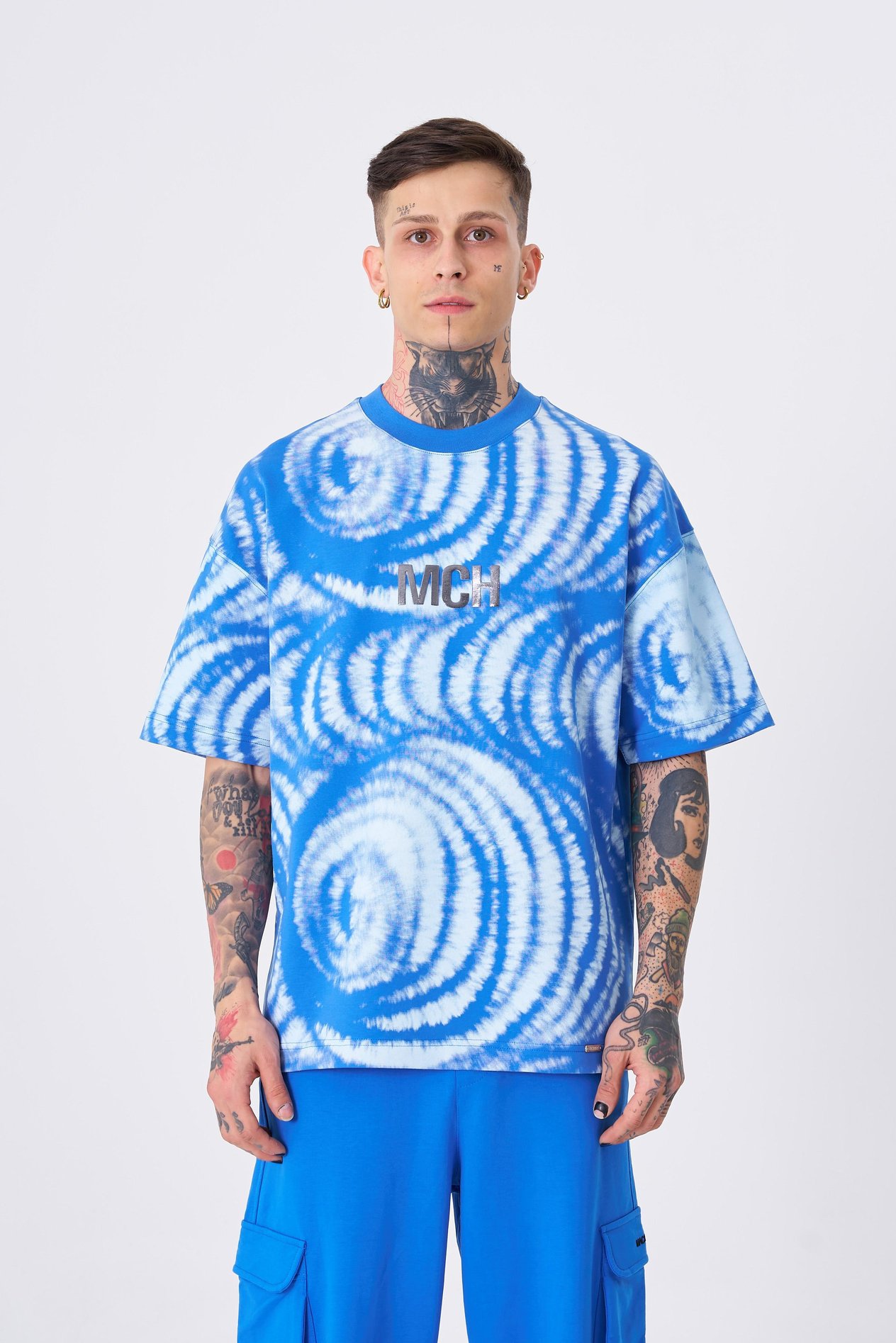 Erkek Imagination Baskılı Oversize Açık Mavi Tişört