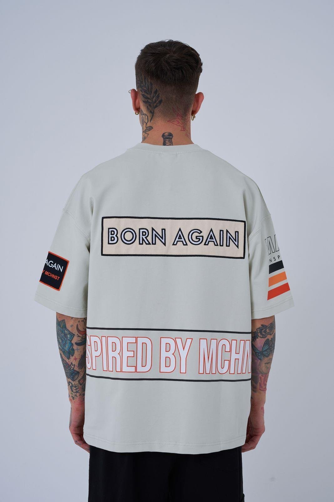 Erkek Inspired By Machinist Baskılı Oversize Tişört SPACE GREY