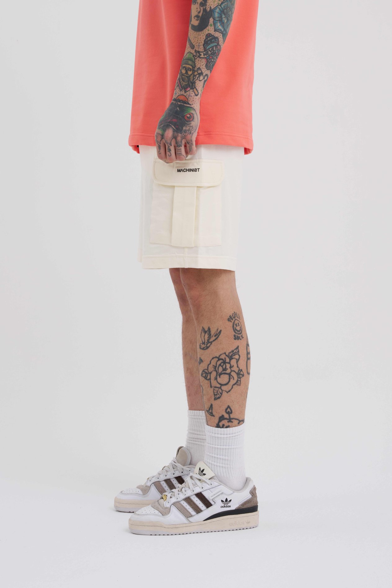 Erkek Kargo Cepli Basic Relaxed Krem Şort