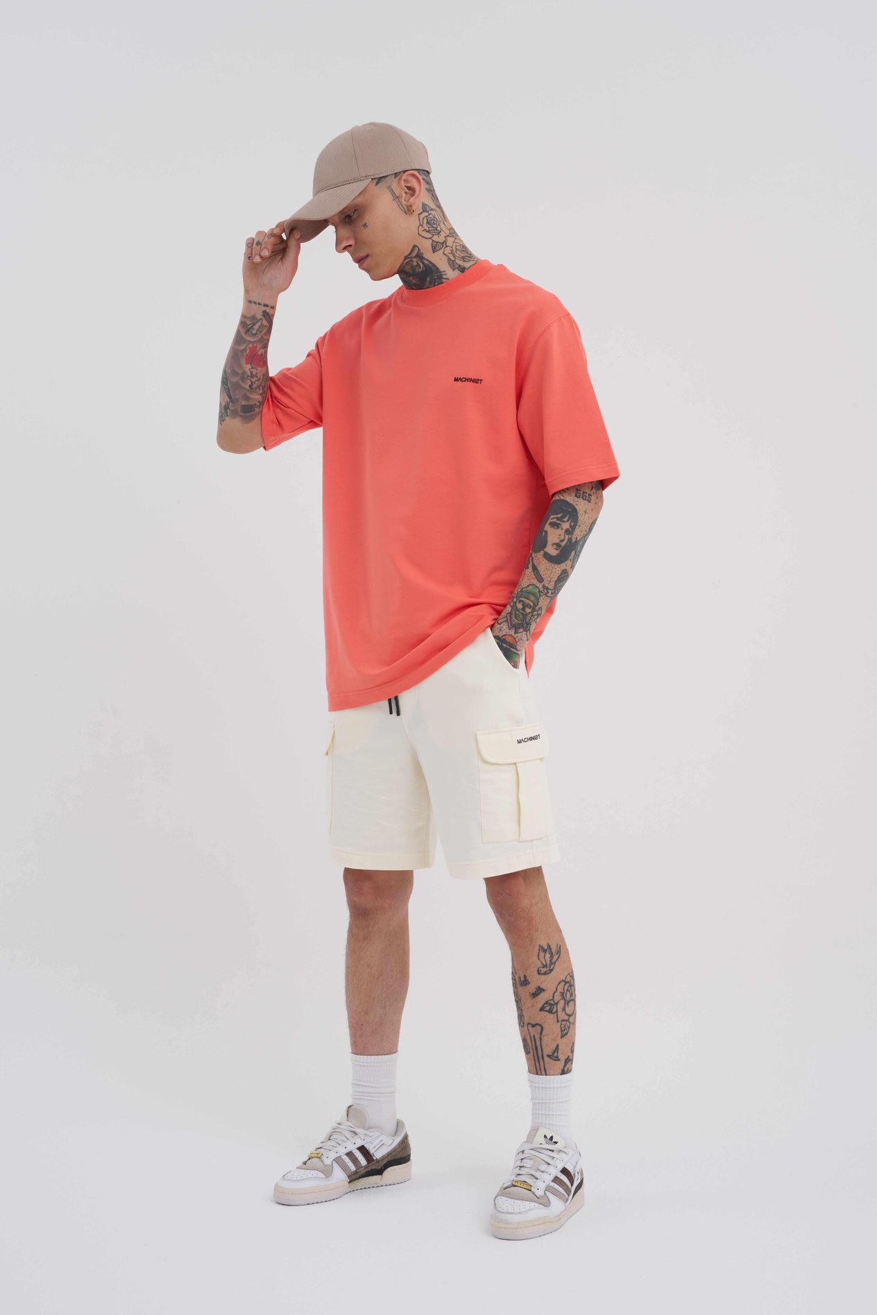 Erkek Kargo Cepli Basic Relaxed Krem Şort