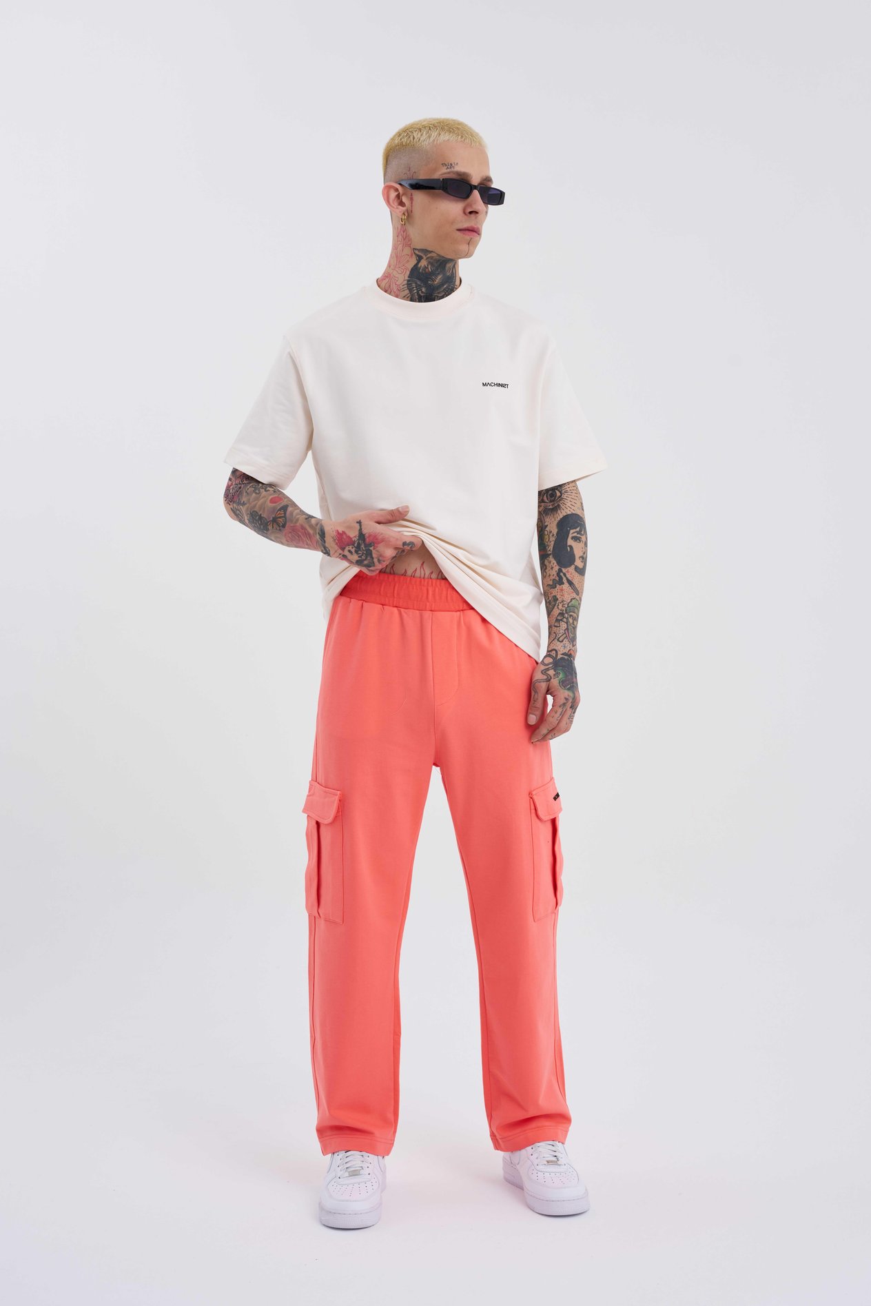 Erkek Kargo Cepli Relaxed Baggy Pembe Eşofman Altı