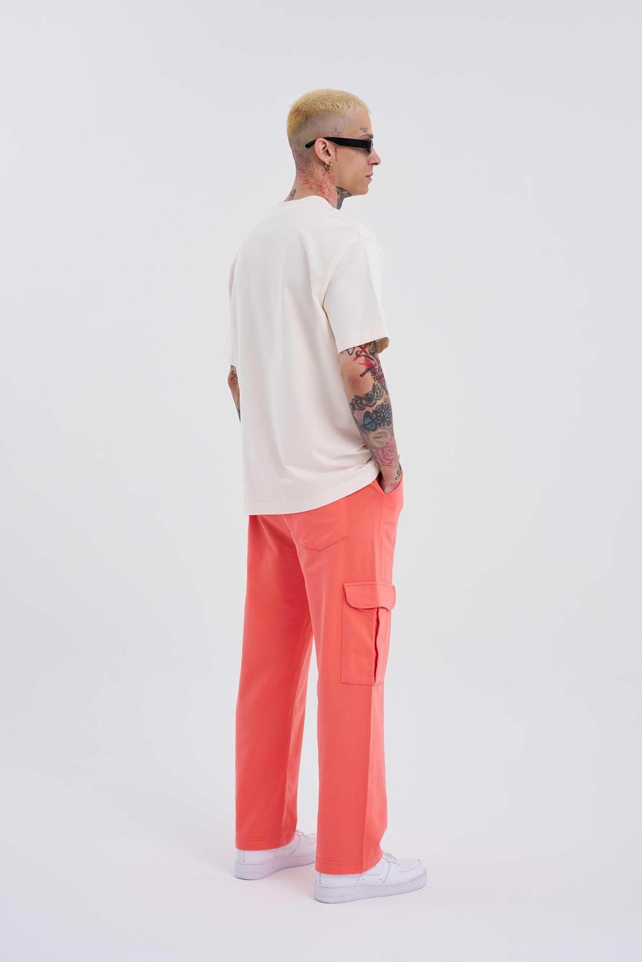 Erkek Kargo Cepli Relaxed Baggy Pembe Eşofman Altı