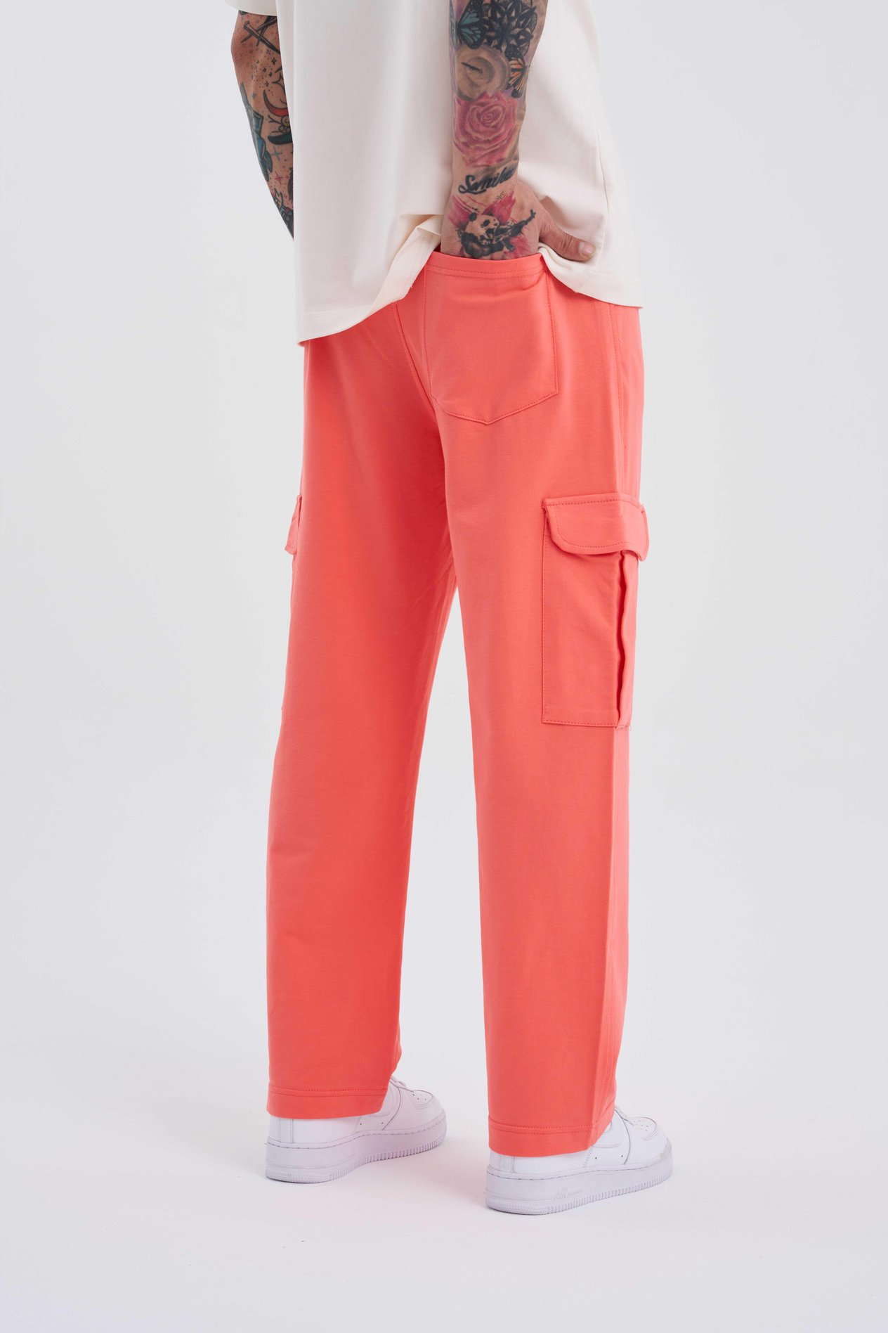 Erkek Kargo Cepli Relaxed Baggy Pembe Eşofman Altı