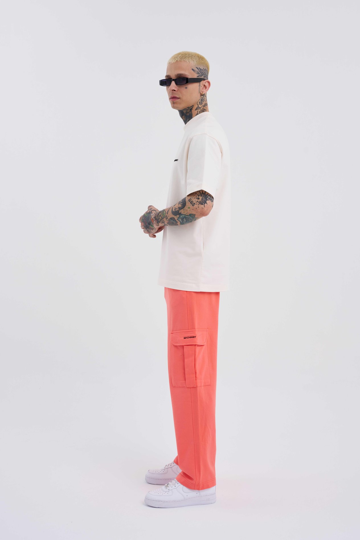 Erkek Kargo Cepli Relaxed Baggy Pembe Eşofman Altı