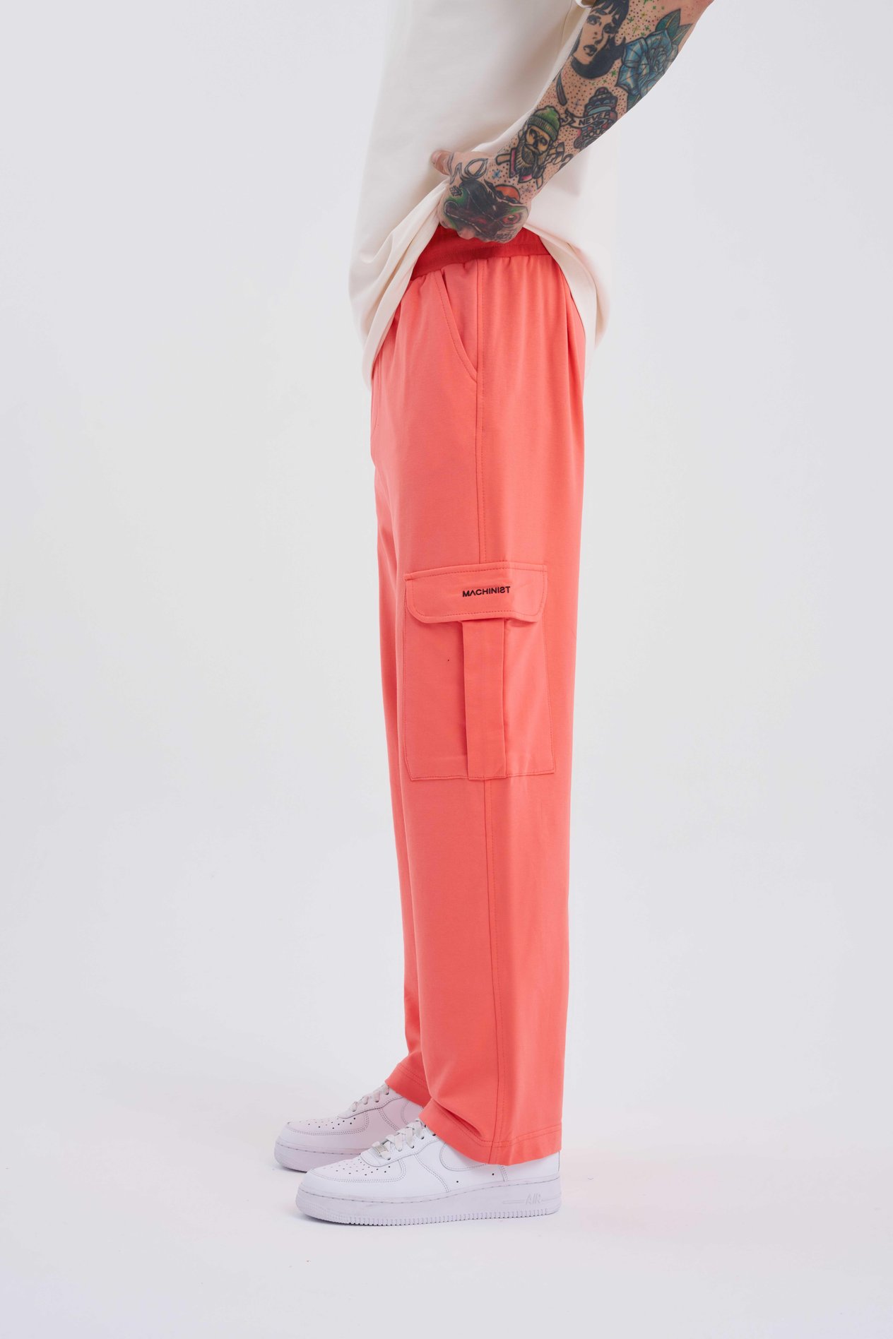 Erkek Kargo Cepli Relaxed Baggy Pembe Eşofman Altı