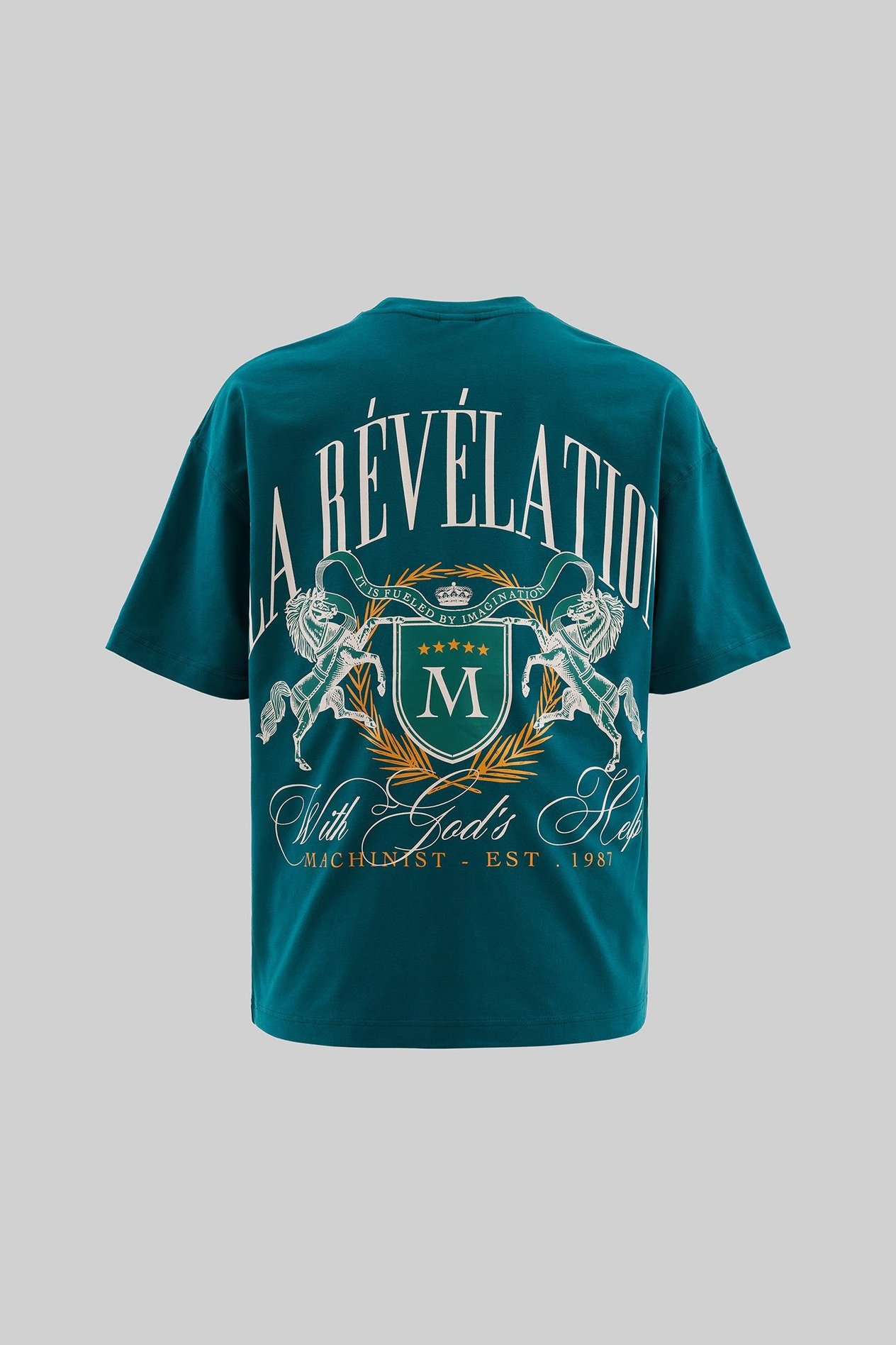 Erkek La Revelation Printed Oversize Oil Green Tişört