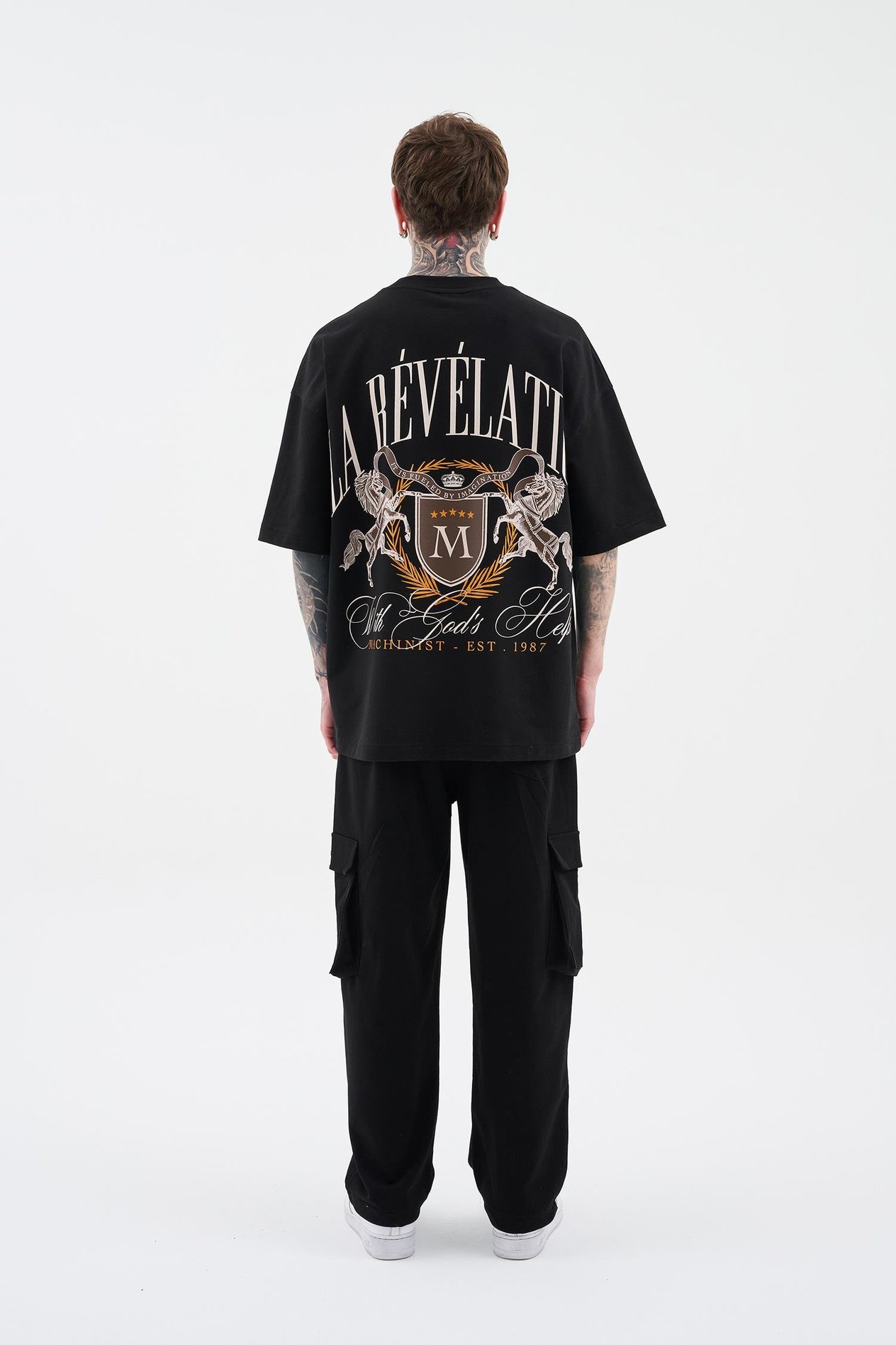 Erkek La Revelation Printed Oversi̇ze Ti̇şört DARK BLACK