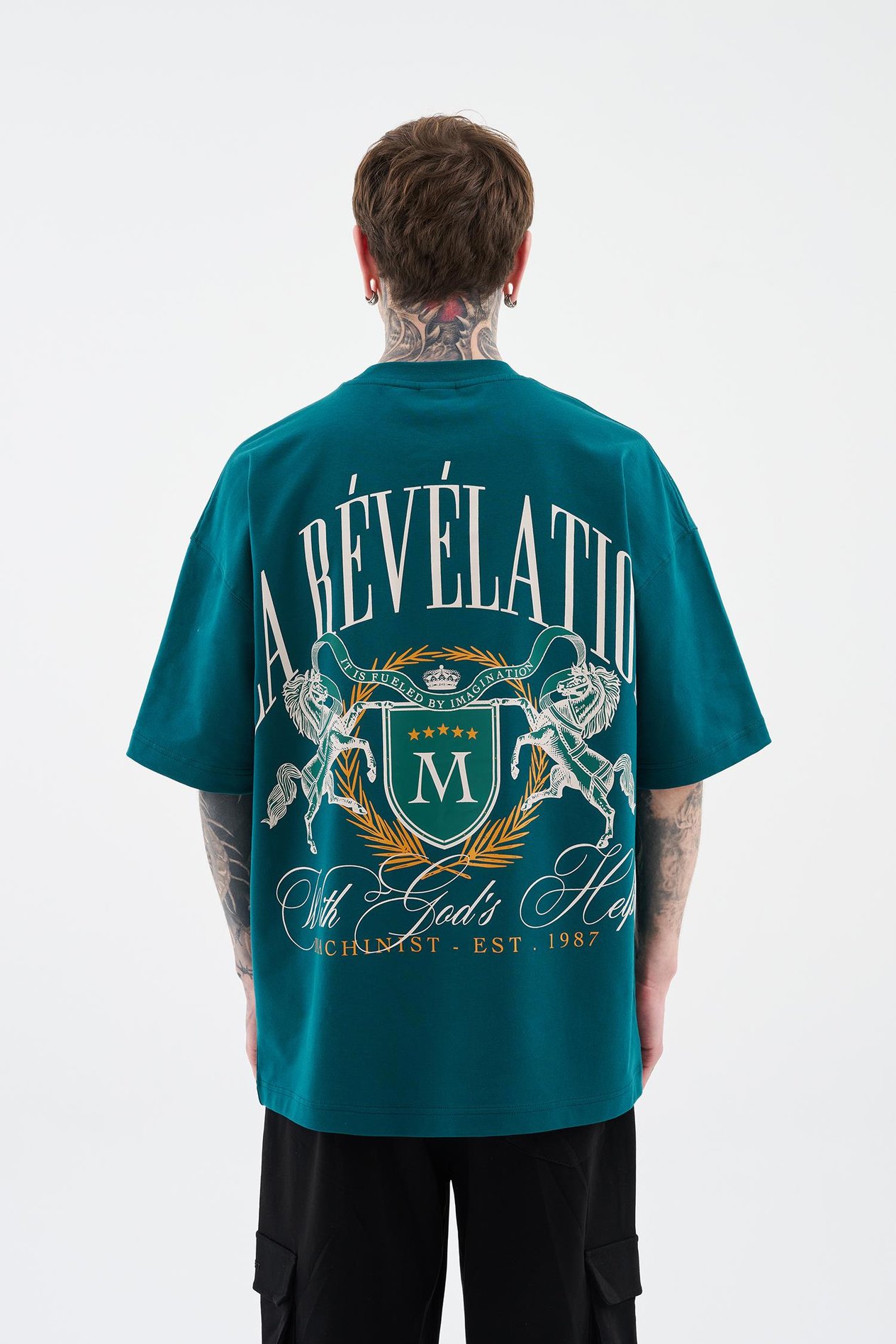 Erkek La Revelation Printed Oversi̇ze Ti̇şört OIL GREEN
