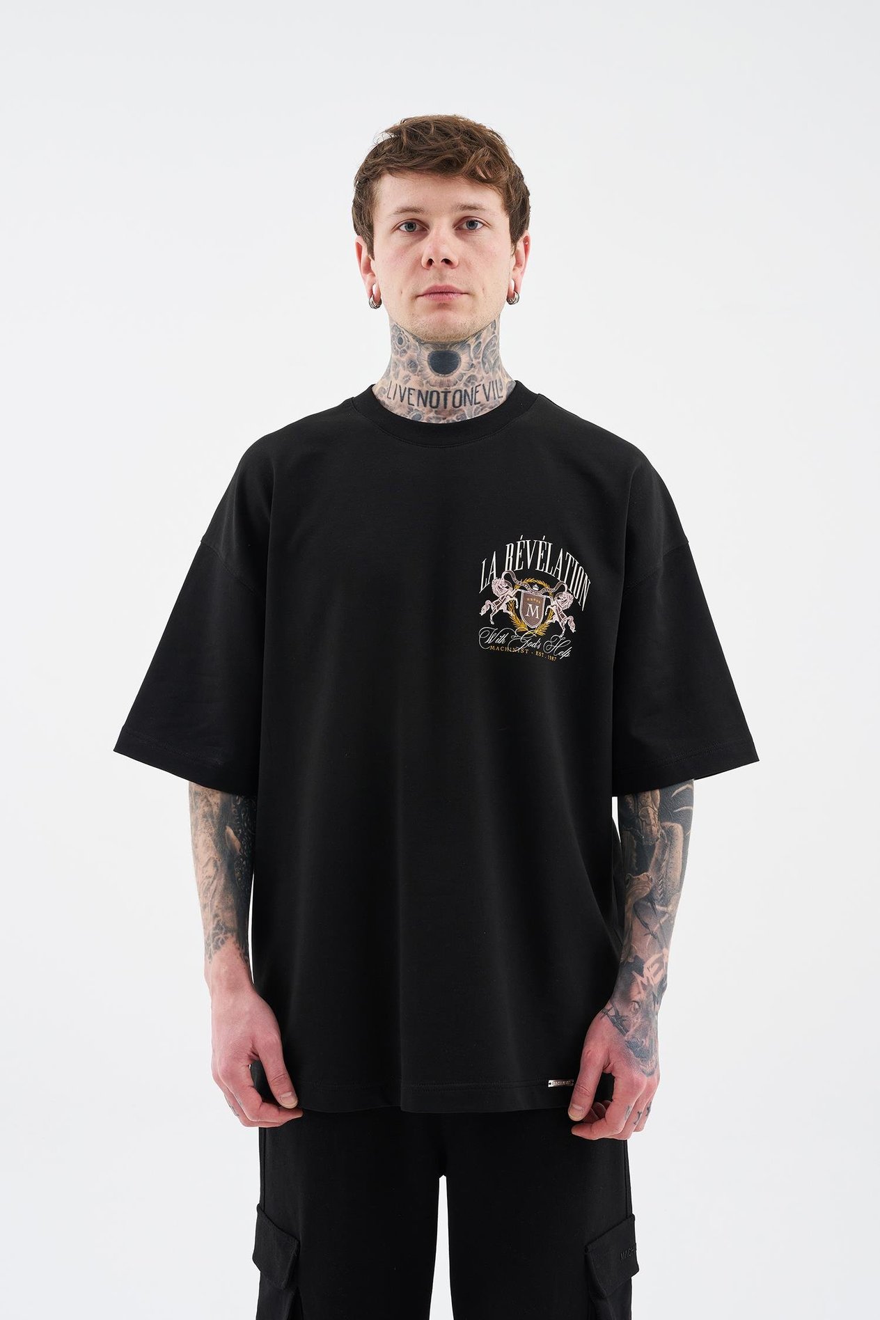 Erkek La Revelation Printed Oversi̇ze Ti̇şört DARK BLACK