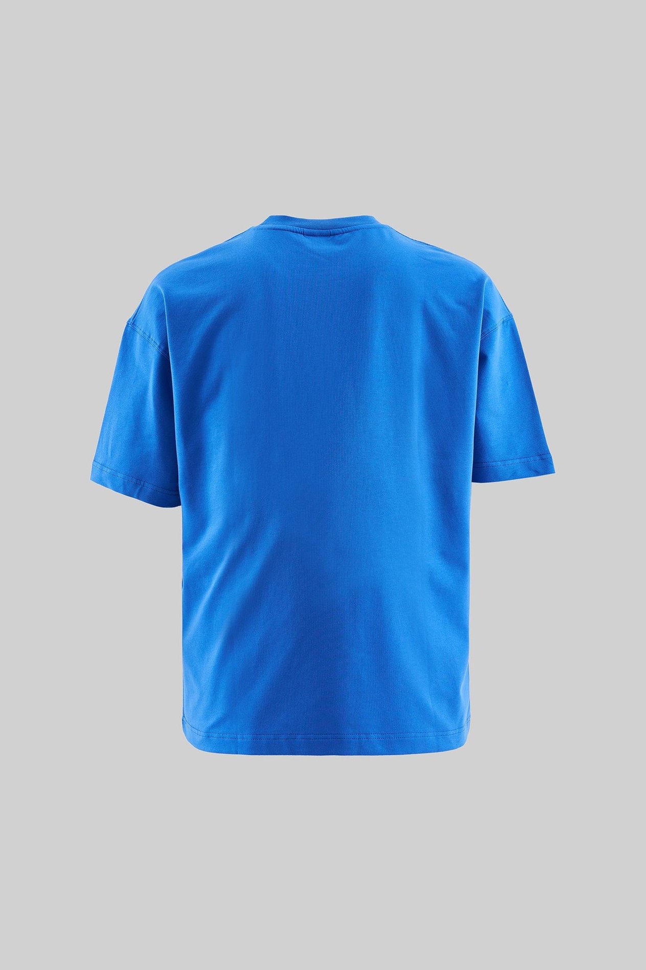 Erkek Label And Print Pocket Oversize Soft Mavi Tişört