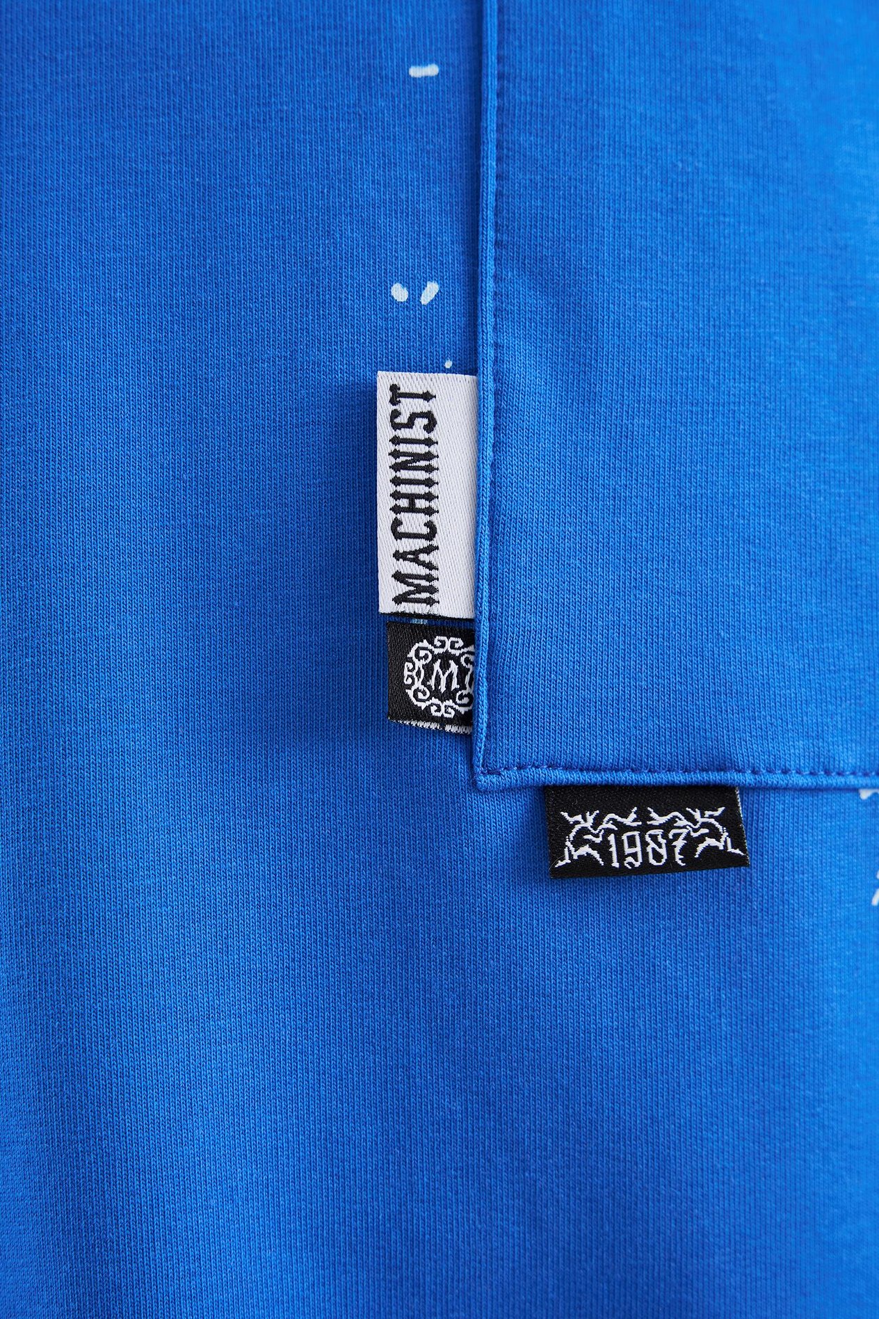 Erkek Label And Print Pocket Oversize Soft Mavi Tişört