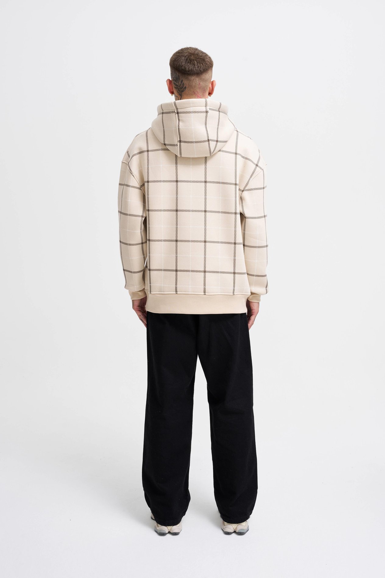 Erkek Leather Applique Hoodie SOFT BEIGE