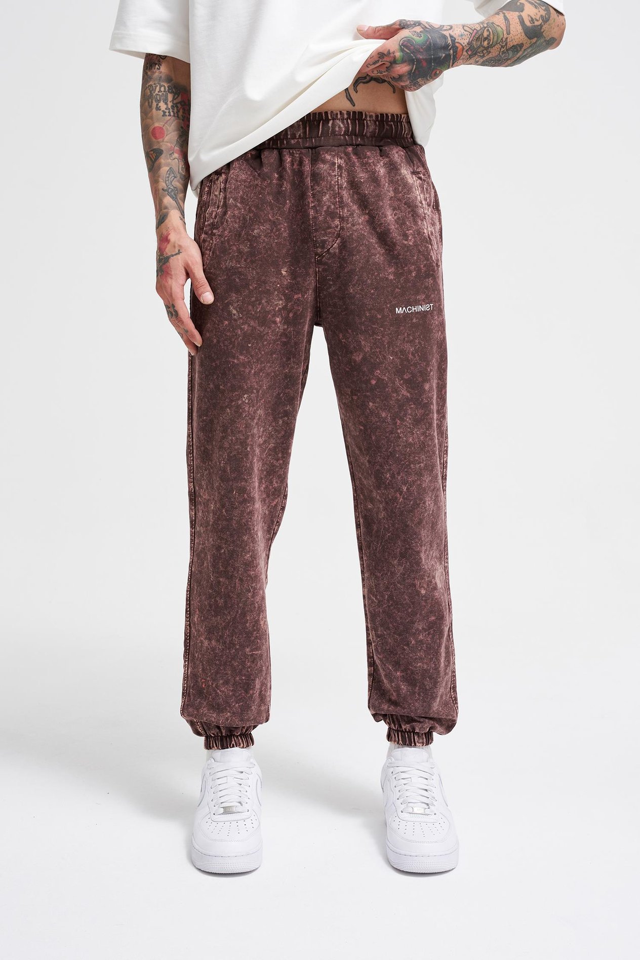 Erkek Luxury Basic Yıkamalı Jogger Eşofman Altı OAK COFFEE SPOTTED