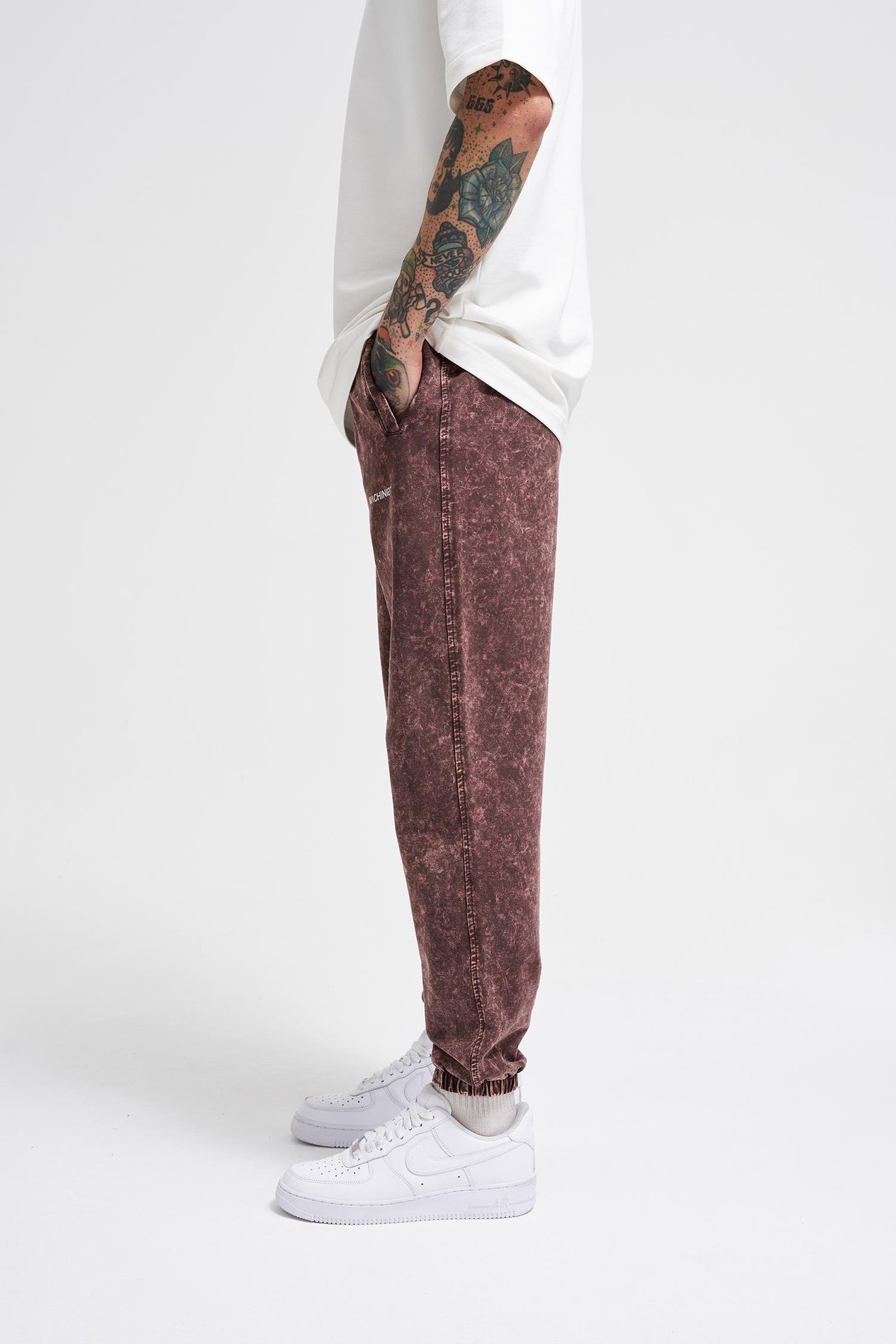 Erkek Luxury Basic Yıkamalı Jogger Eşofman Altı OAK COFFEE SPOTTED