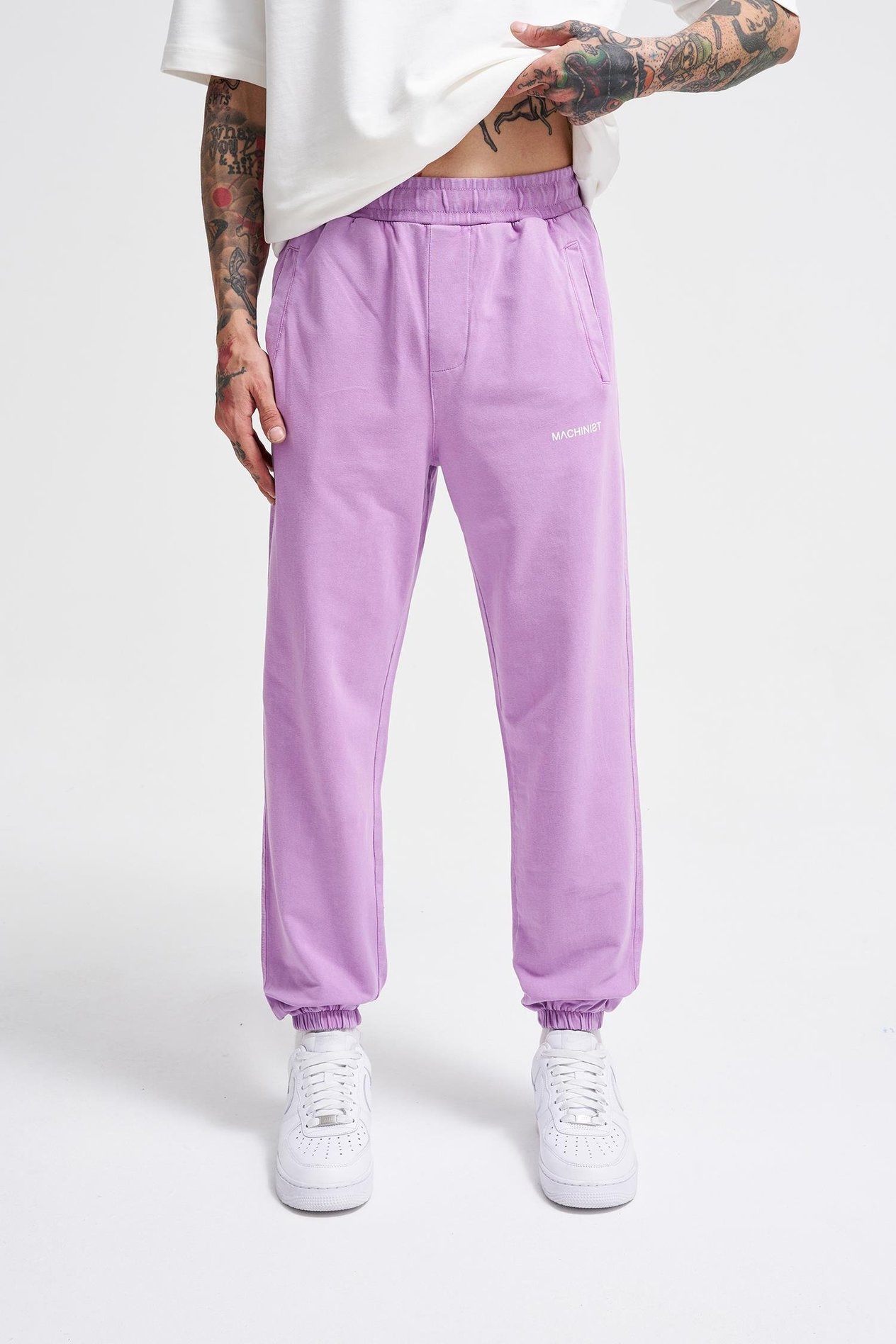 Erkek Luxury Basic Yıkamalı Jogger Lila Eşofman Altı
