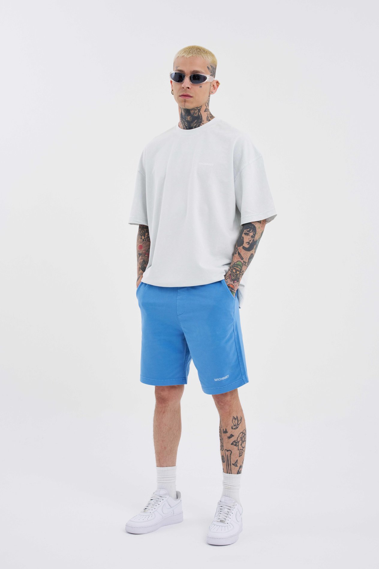 Erkek Luxury Basic Yıkamalı Relaxed Mavi Şort