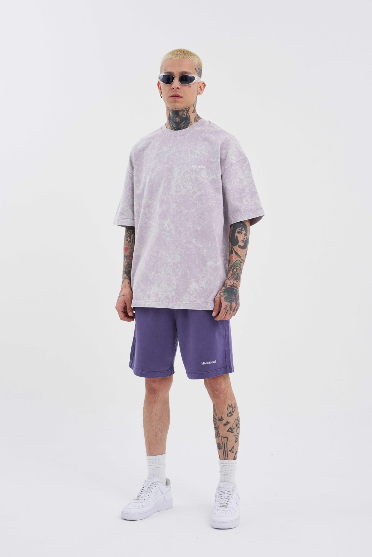 Erkek Luxury Basic Yıkamalı Relaxed Mor Şort
