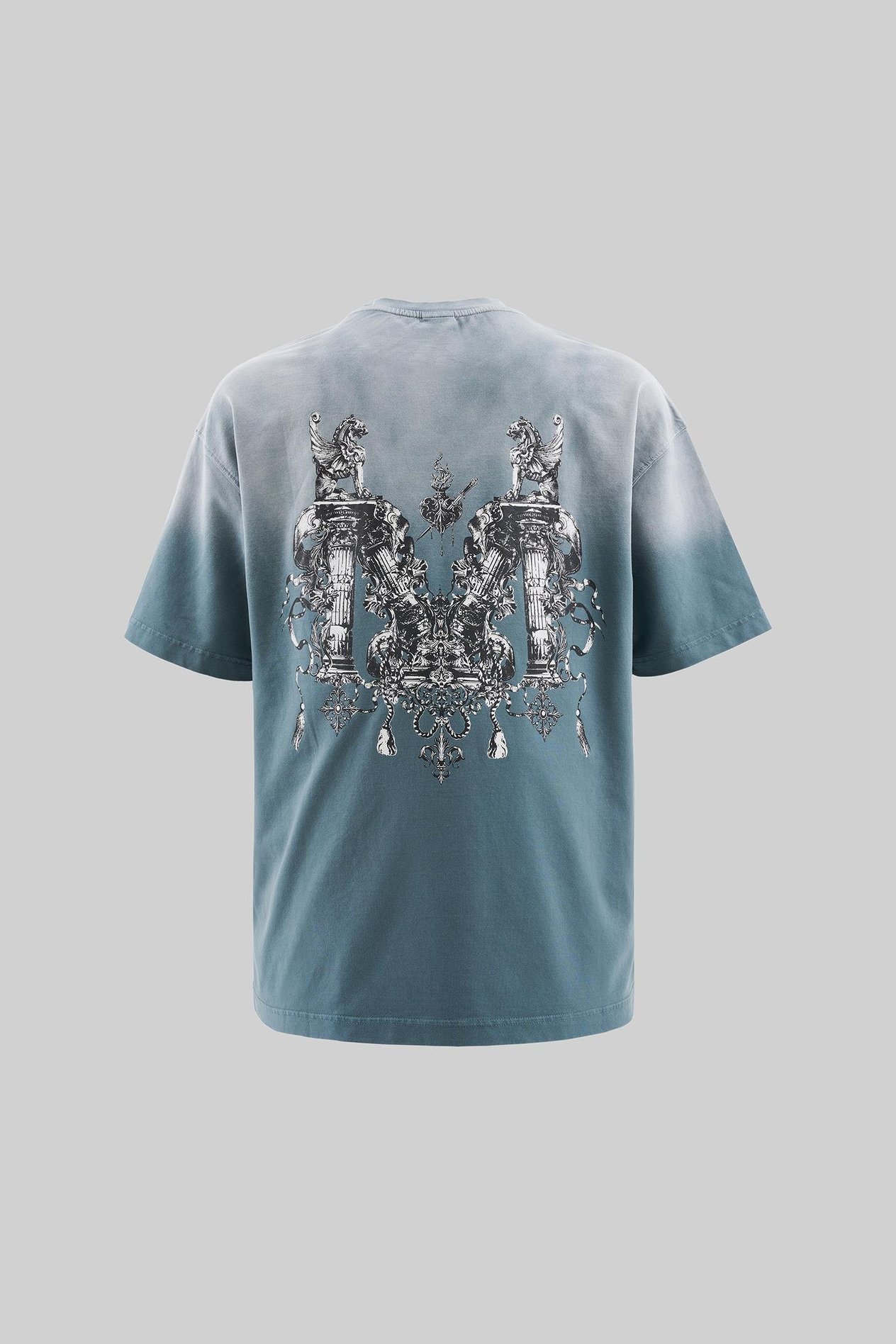 Erkek M Letter Washed Yikamali Oversize Ghost Tişört