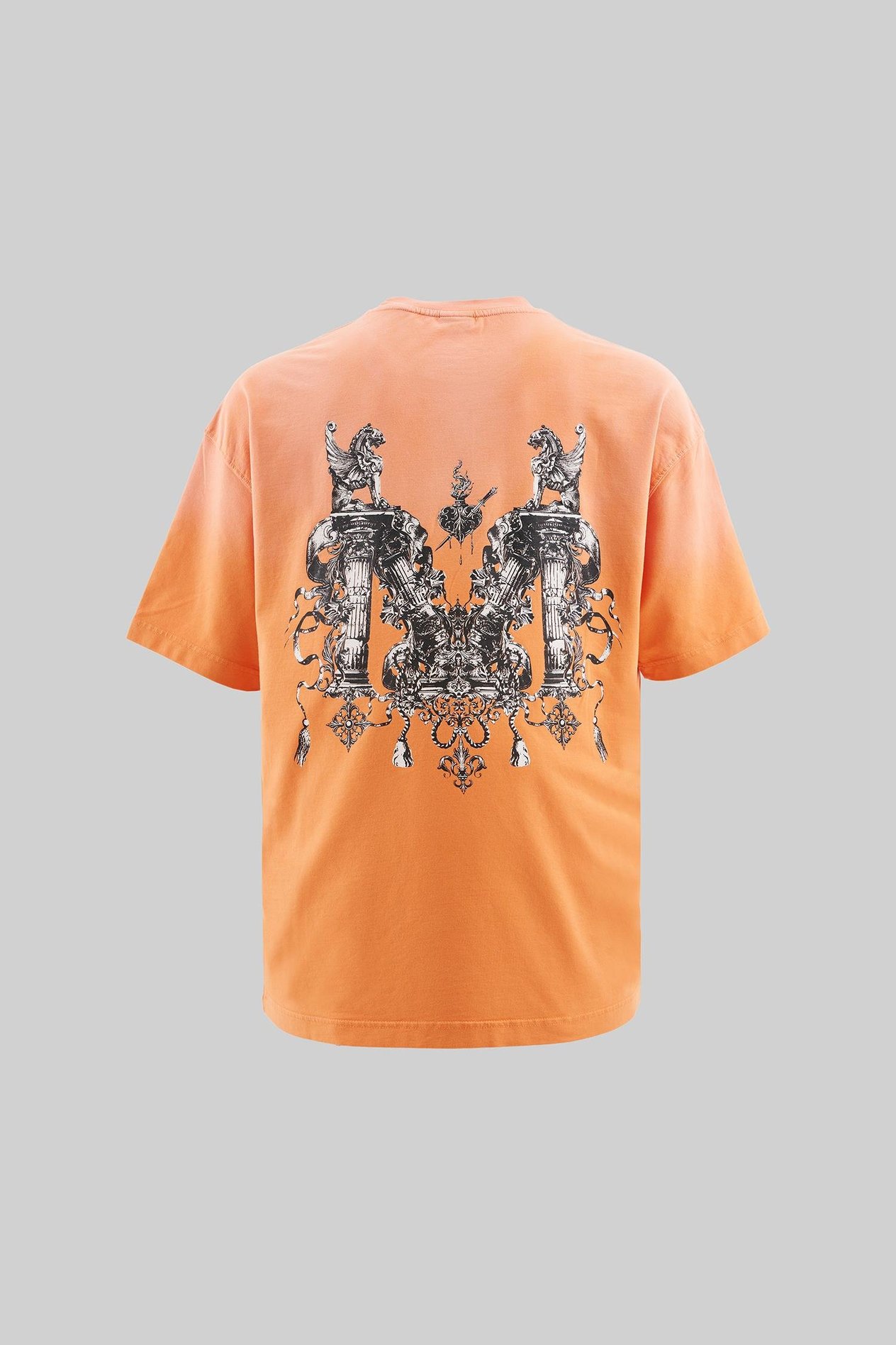 Erkek M Letter Washed Yikamali Oversize Turuncu Tişört
