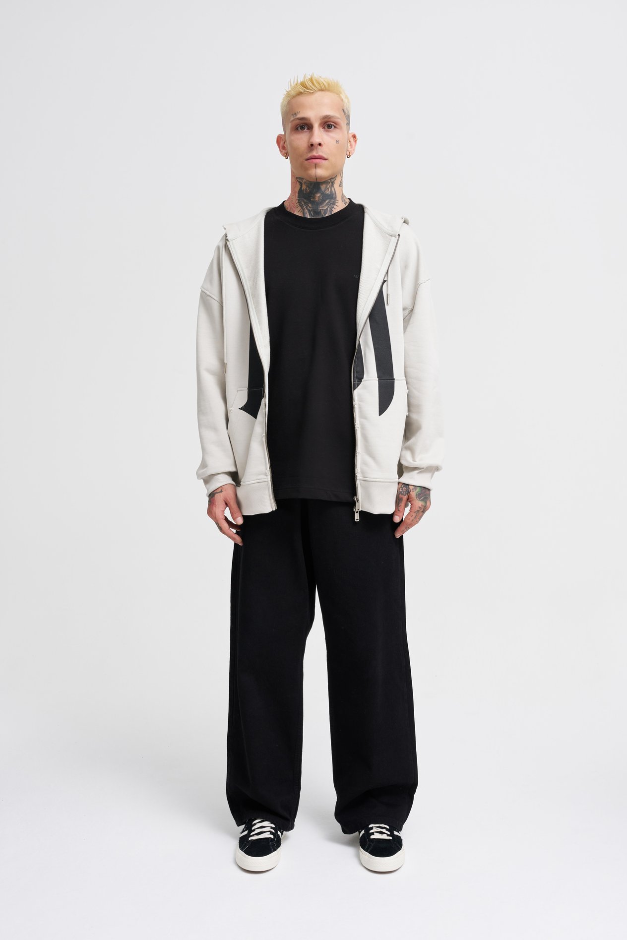 Erkek M Logo Gri Zip Jacket