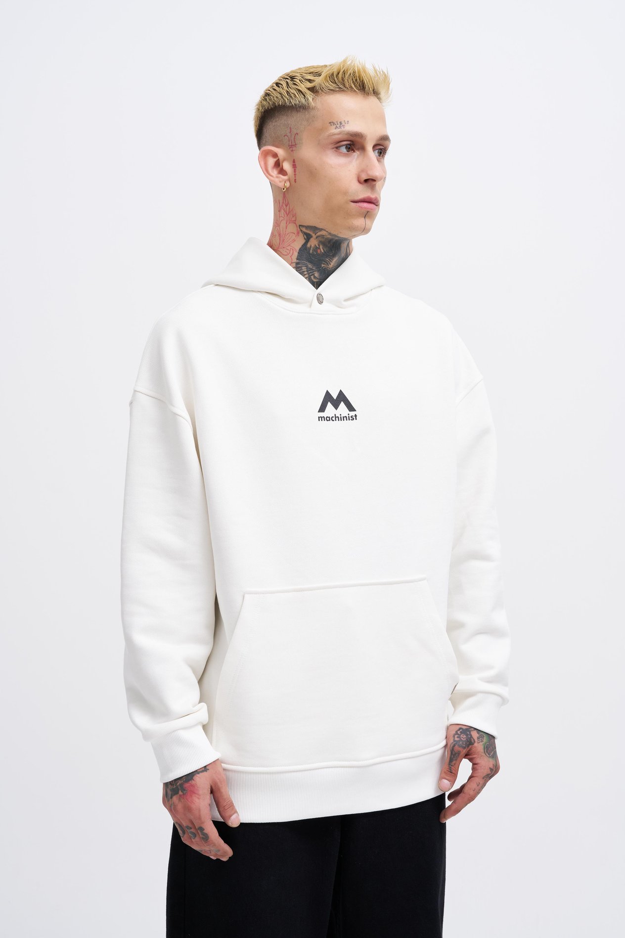 Erkek M Shaped Pactwork Hoodie ECRU