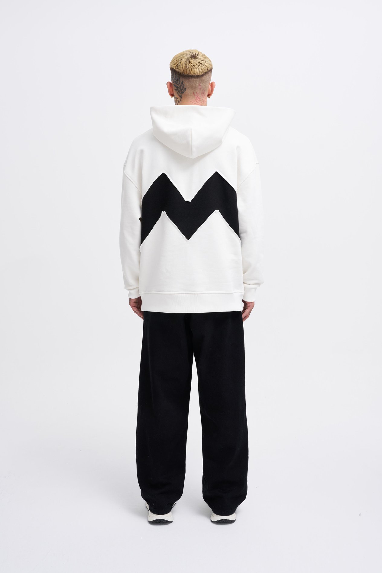 Erkek M Shaped Pactwork Hoodie ECRU