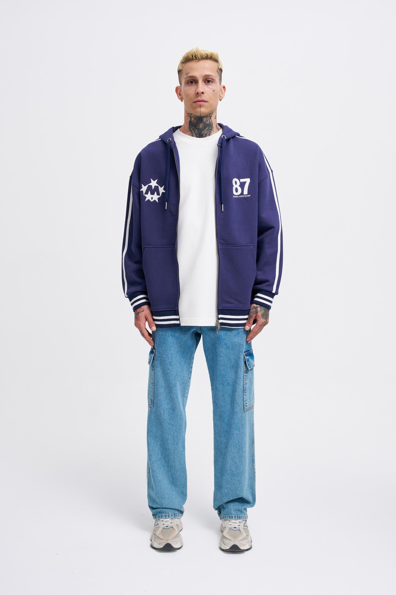 Erkek M Star Logo Lacivert Zip Jacket 