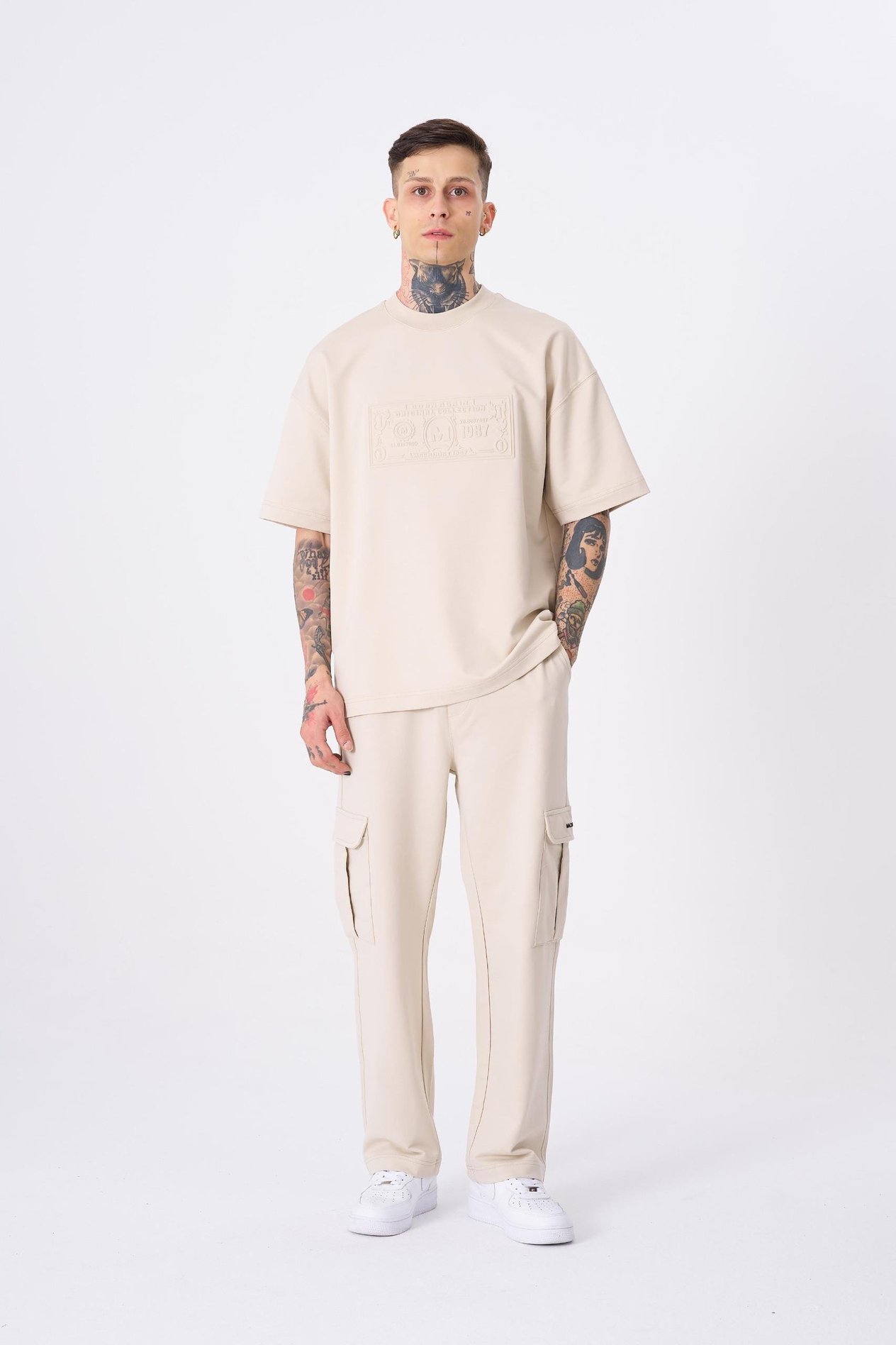 Erkek Machinist Dollar Basic Oversize Tişört SOFT BEIGE