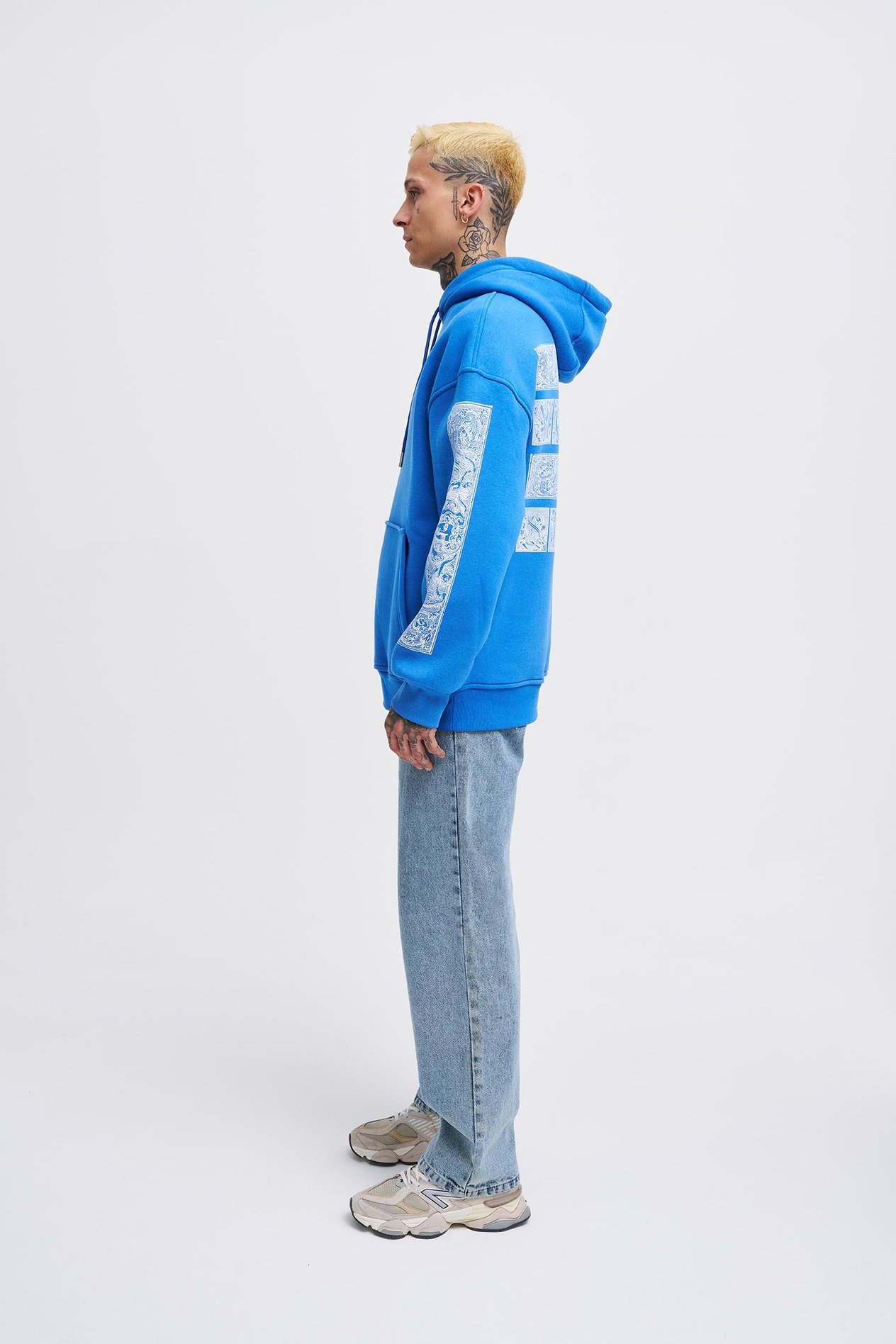 Erkek Machinist Secret Baskılı Kapüşonlu Saks Sweatshirt