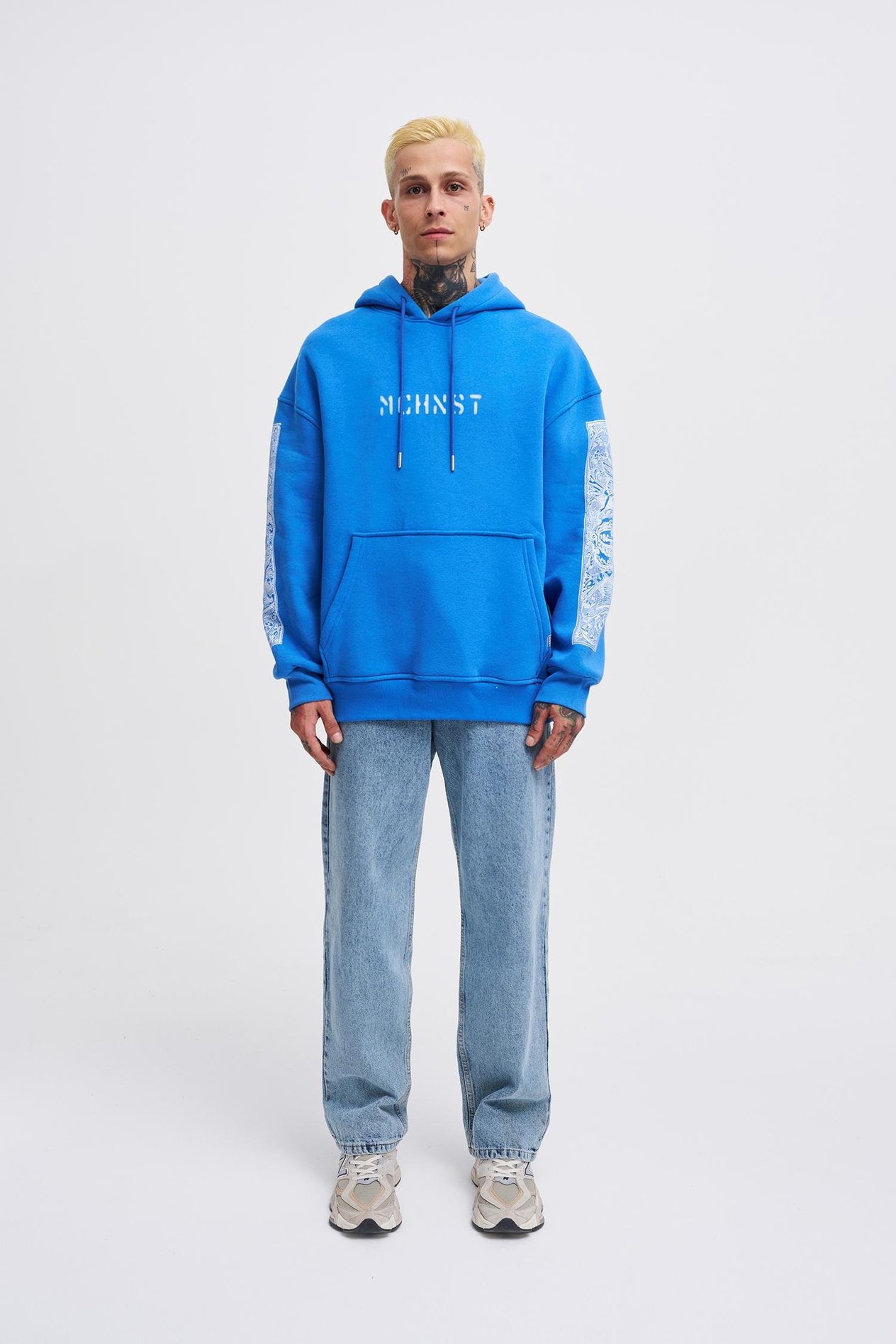 Erkek Machinist Secret Baskılı Kapüşonlu Saks Sweatshirt