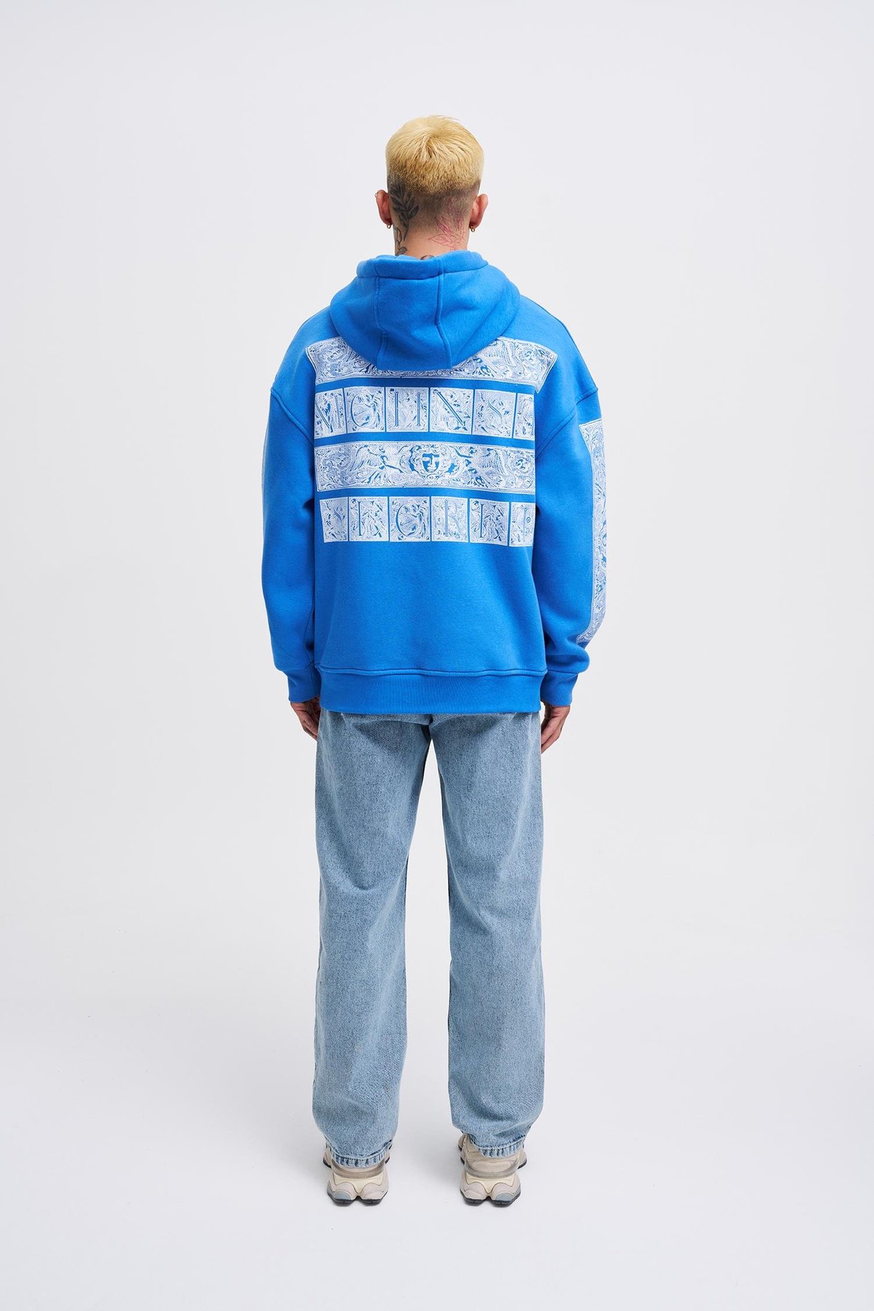 Erkek Machinist Secret Baskılı Kapüşonlu Saks Sweatshirt