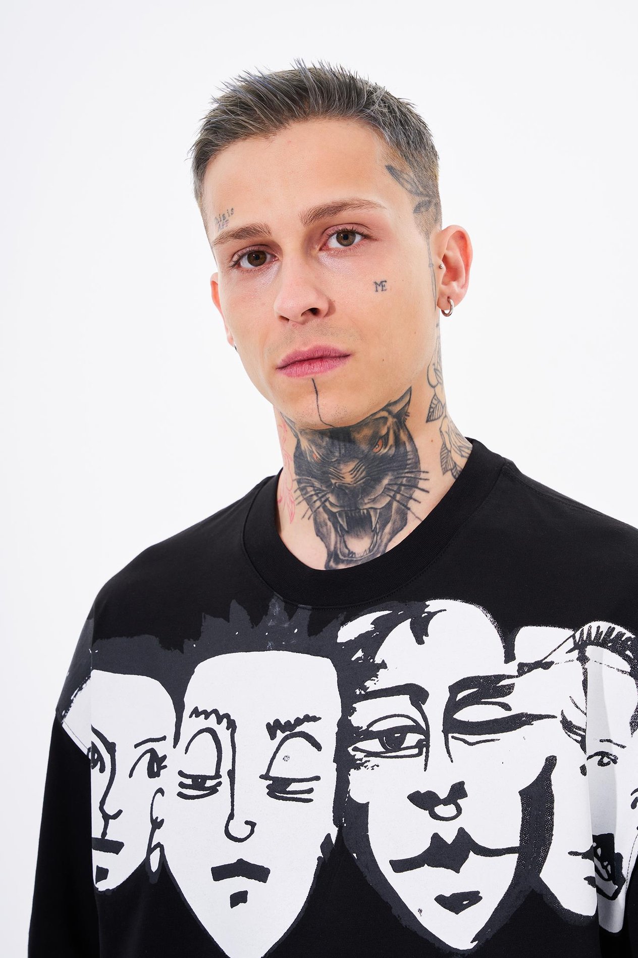 Erkek Macstar Heads Oversize Siyah Tişört