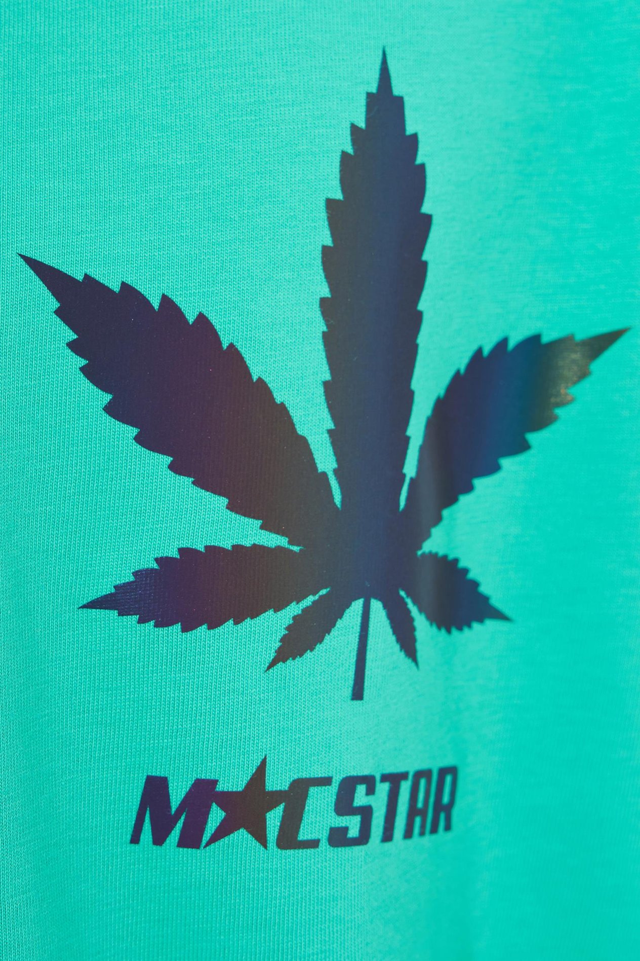Erkek Macstar Leaf Baskılı Oversize Açık Yeşil Tişört