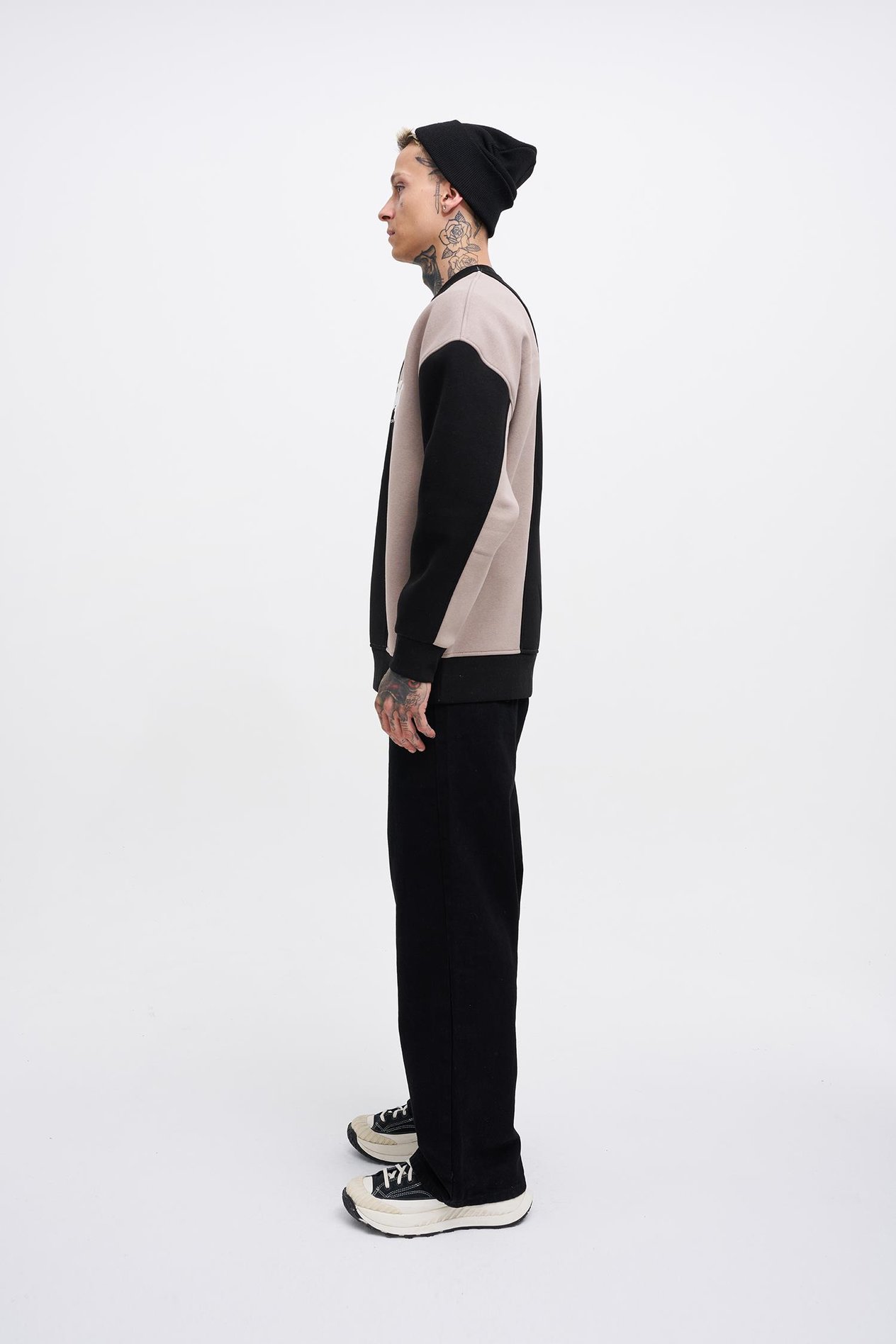 Erkek Mastering Slogan Embroidery Sweat BLACK-ICE GREY