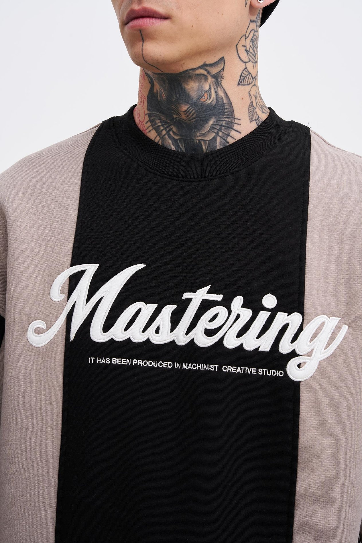 Erkek Mastering Slogan Embroidery Sweat BLACK-ICE GREY