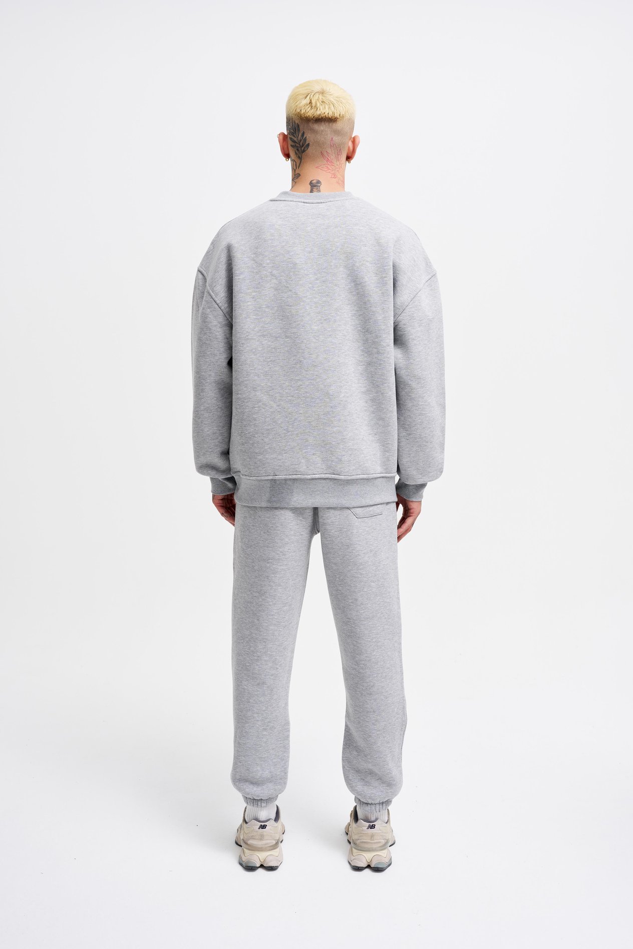Erkek Oversize Basic Sweatshirt GREY MELANGE
