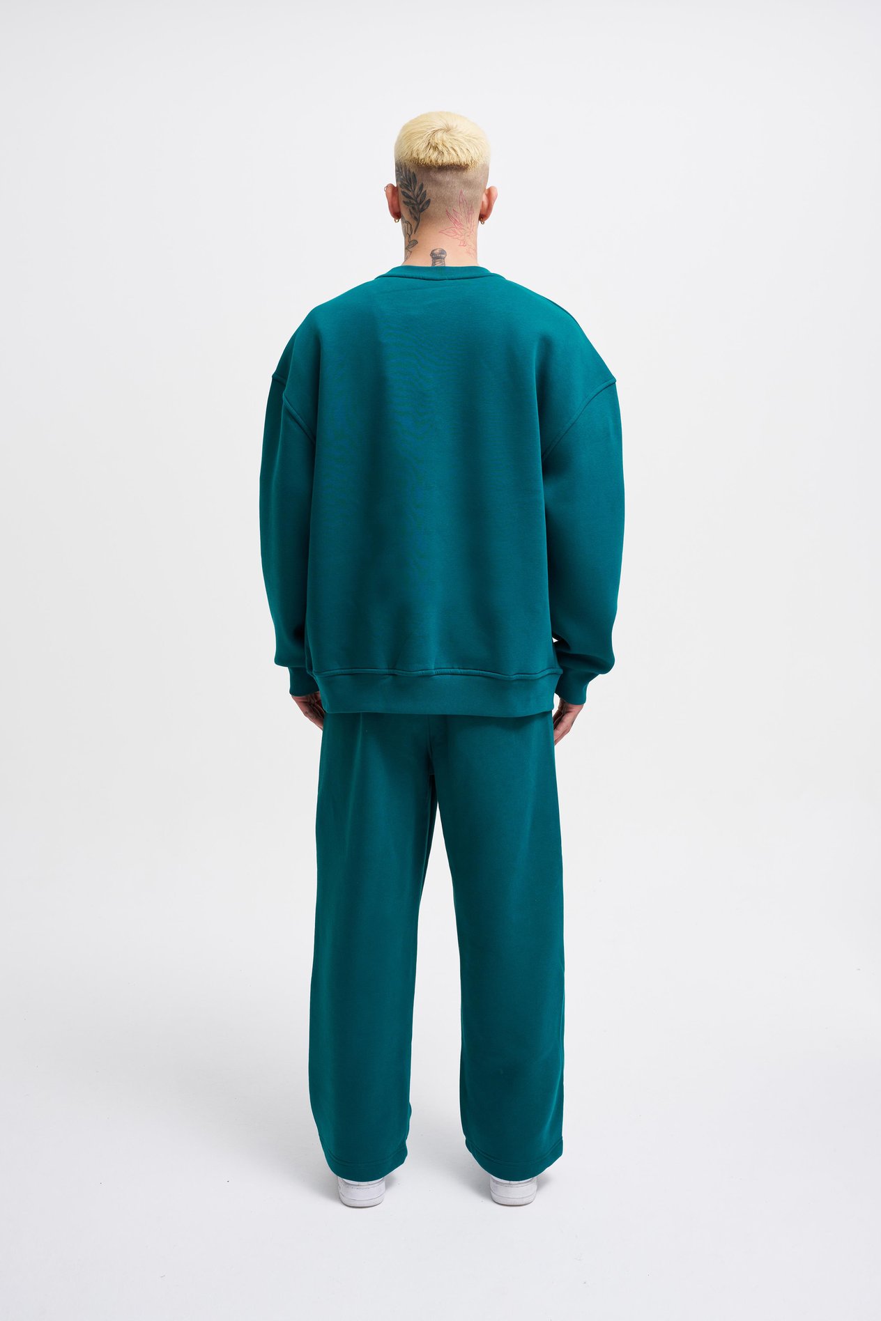 Erkek Oversize Basic Sweatshirt OIL GREEN
