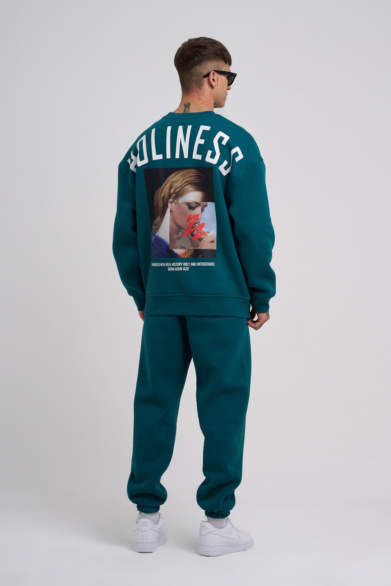 Erkek Oversize Holiness Basic Sweatshirt PETROL GREEN
