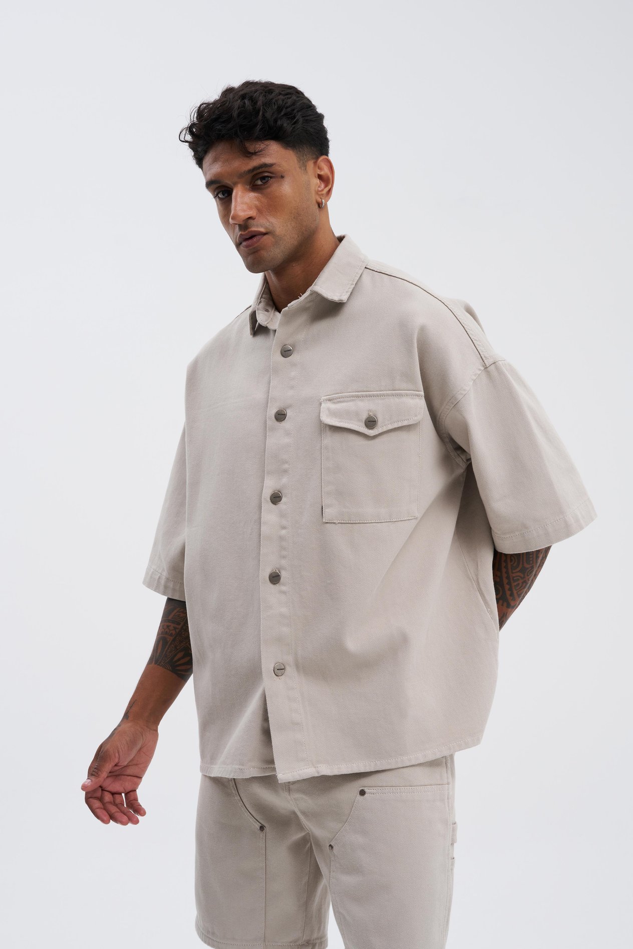 Erkek Oversize Taş Gömlek