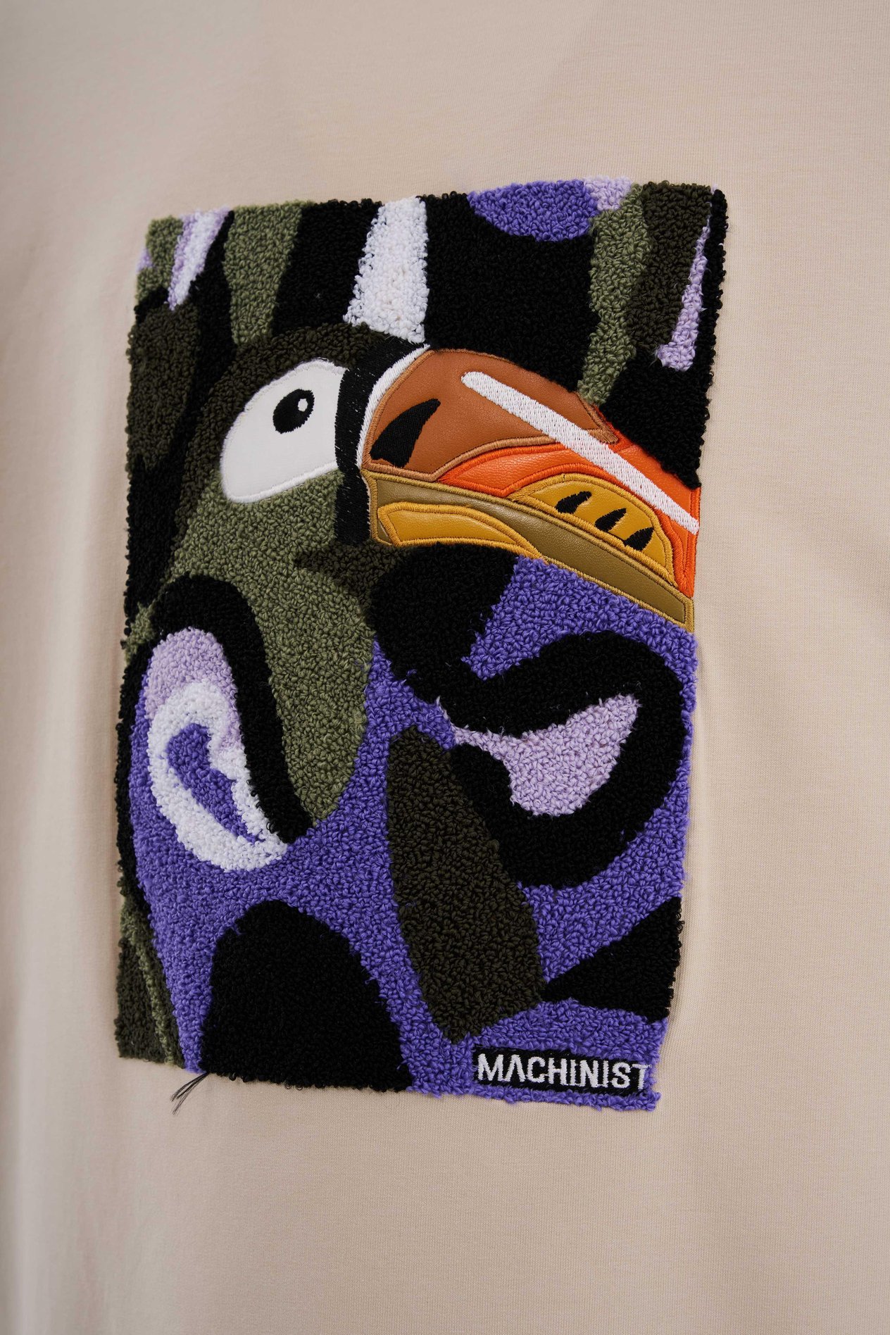 Erkek Parrot Embroidered Oversi̇ze Ti̇şört SOFT BEIGE