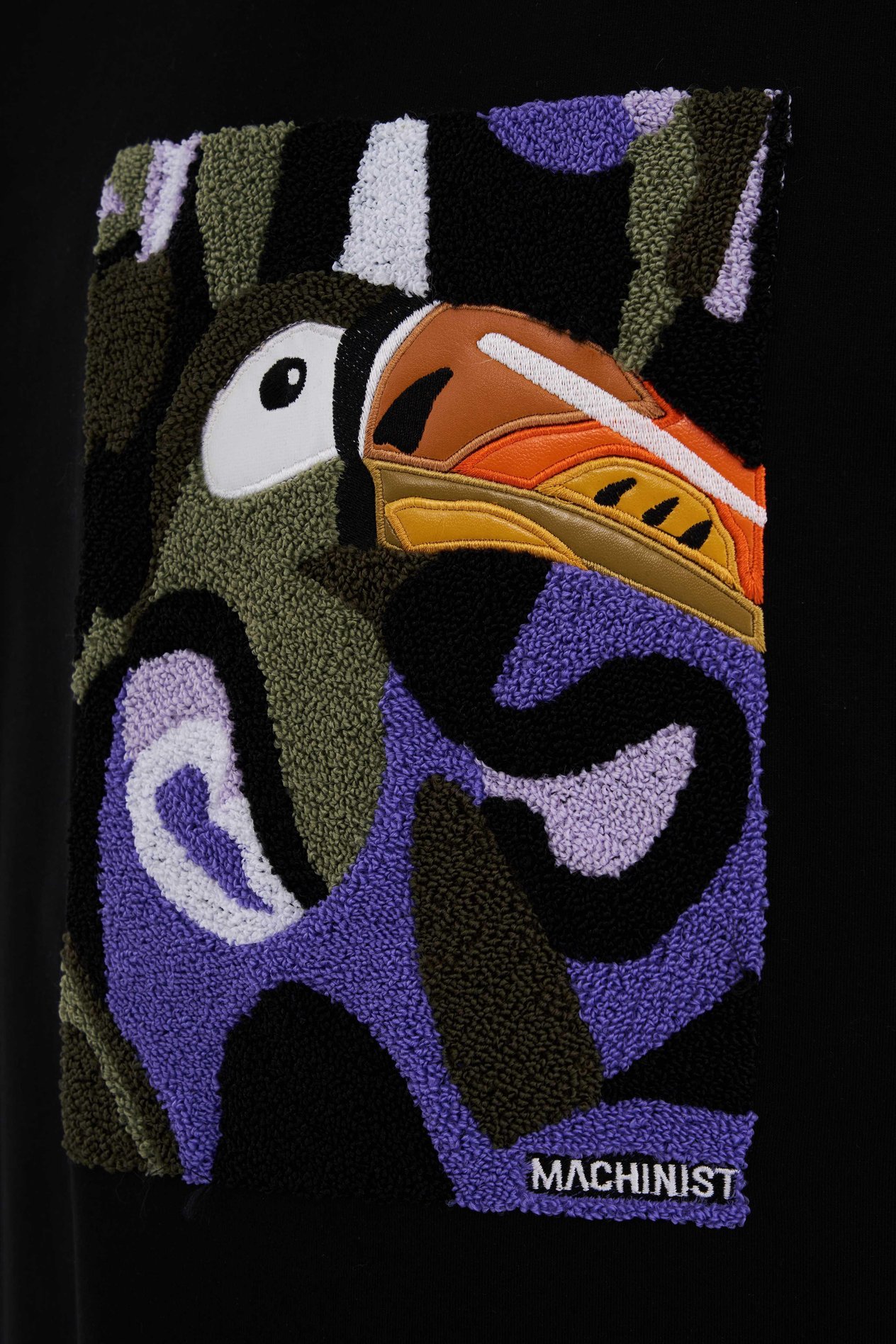 Erkek Parrot Embroidered Oversi̇ze Ti̇şört DARK BLACK