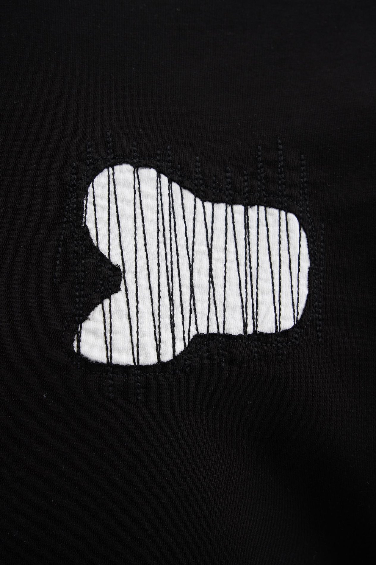 Erkek Patchwork and Stitched Oversize Tişört DARK BLACK