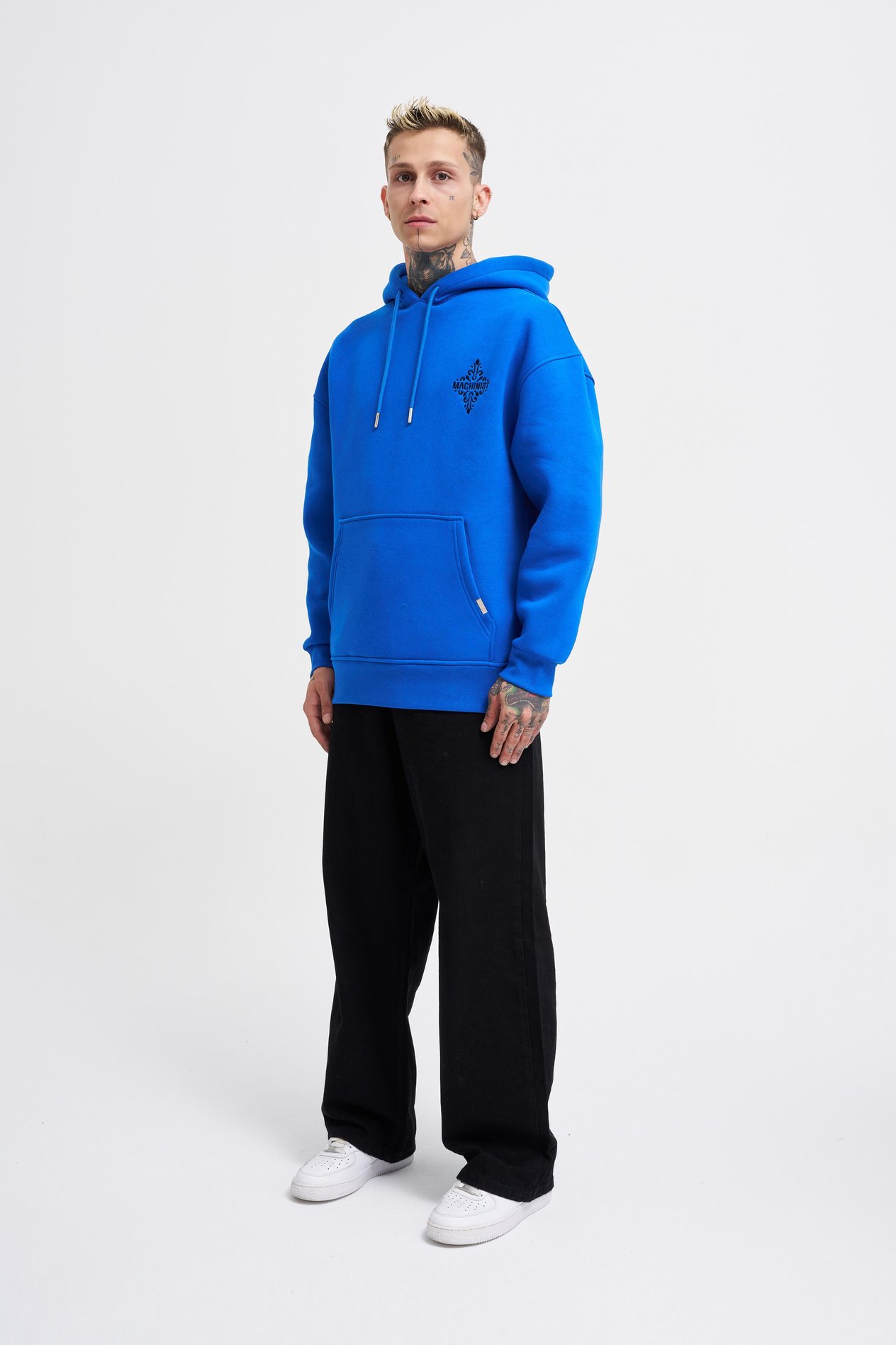 Erkek Patcwork Embroidered Açık Mavi Hoodie