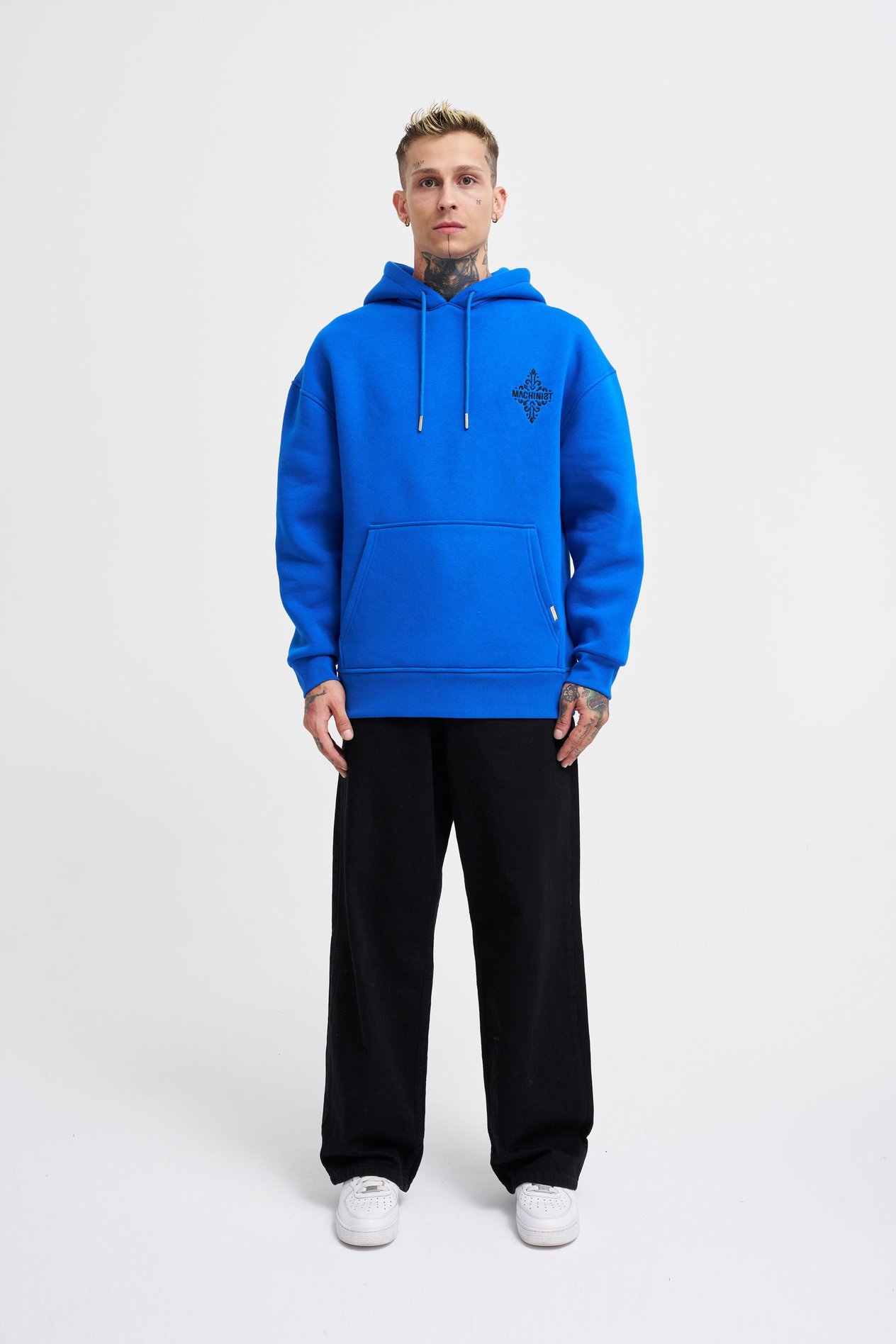 Erkek Patcwork Embroidered Açık Mavi Hoodie