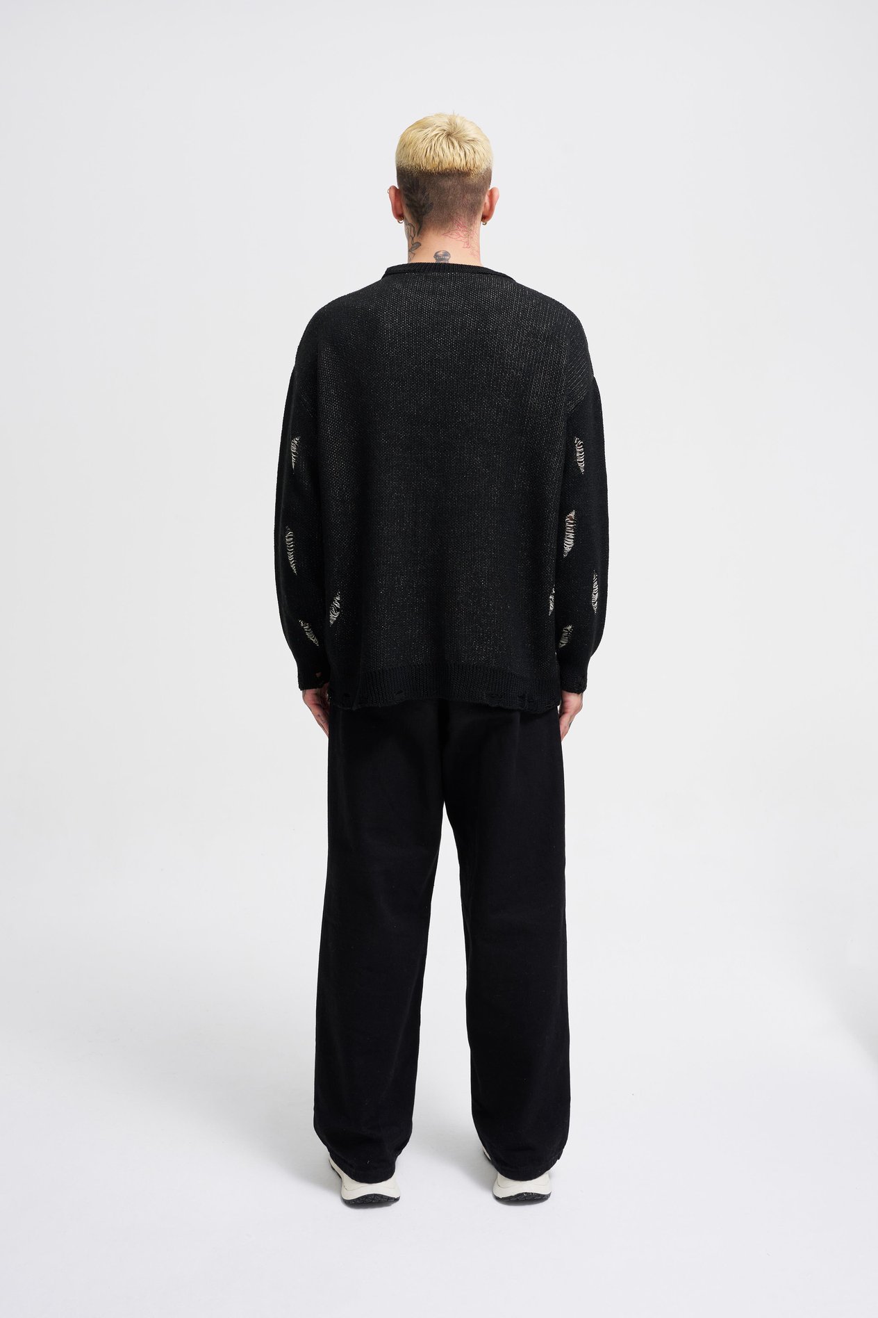 Erkek Patterned Kazak BLACK