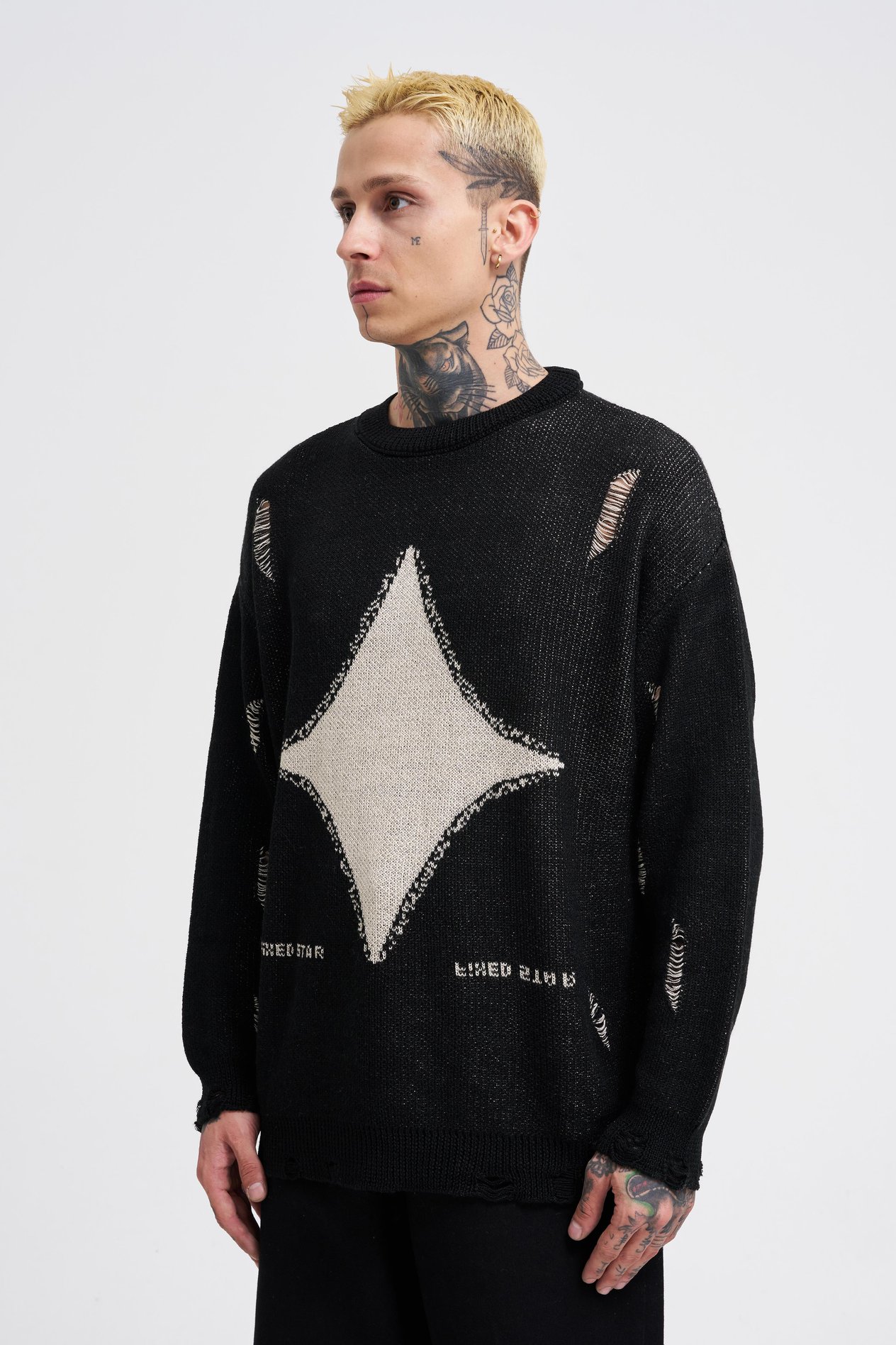 Erkek Patterned Kazak BLACK