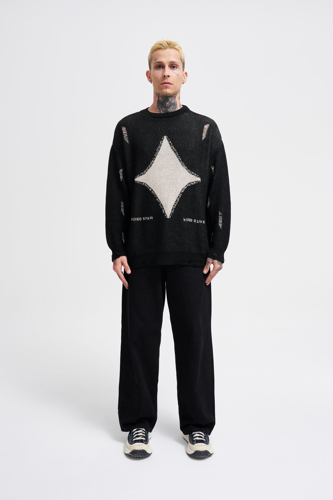 Erkek Patterned Kazak BLACK